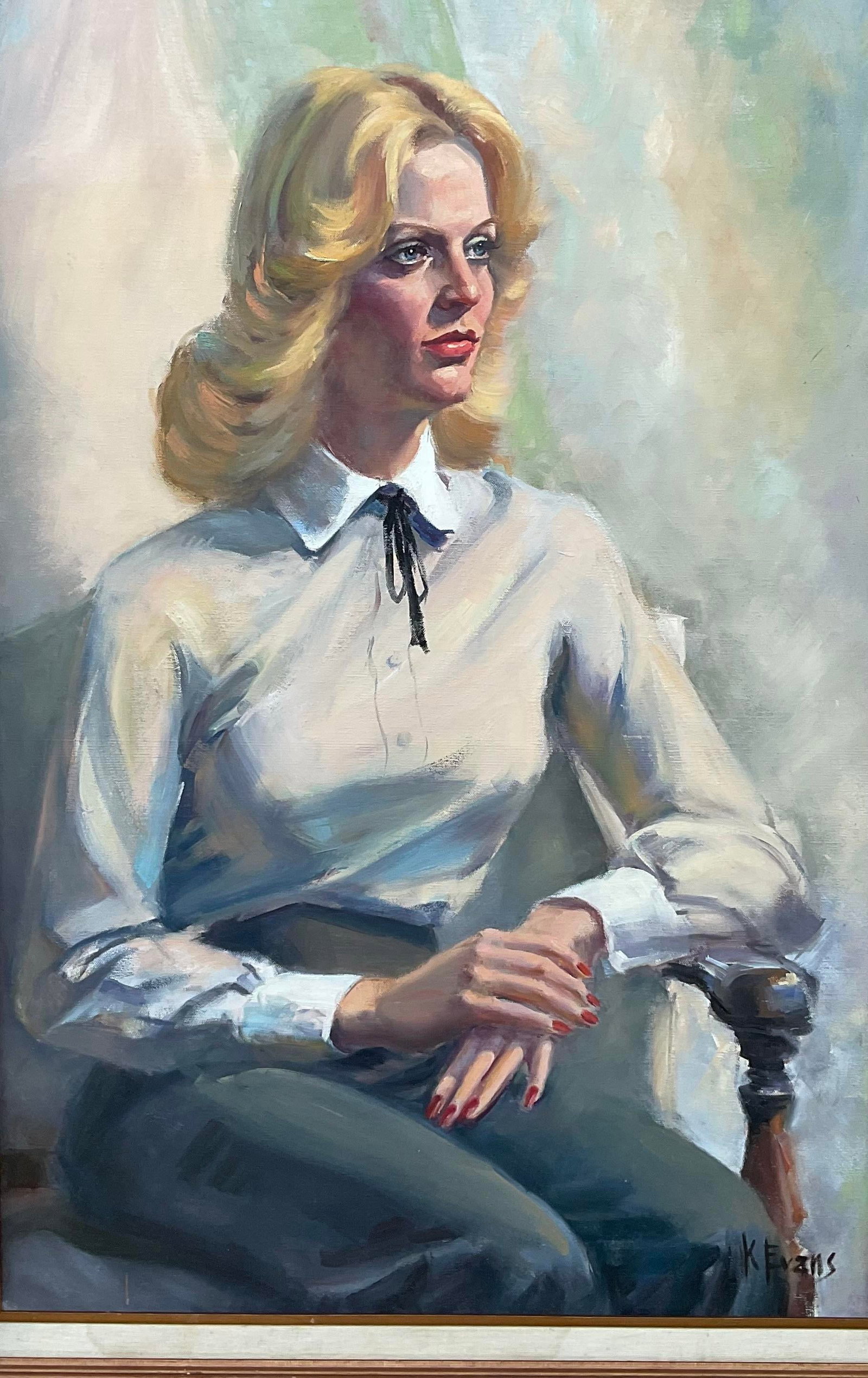 Vintage 1970s Fine Art Oil Portrait - Signed by Florida Artist K. Evans - 3