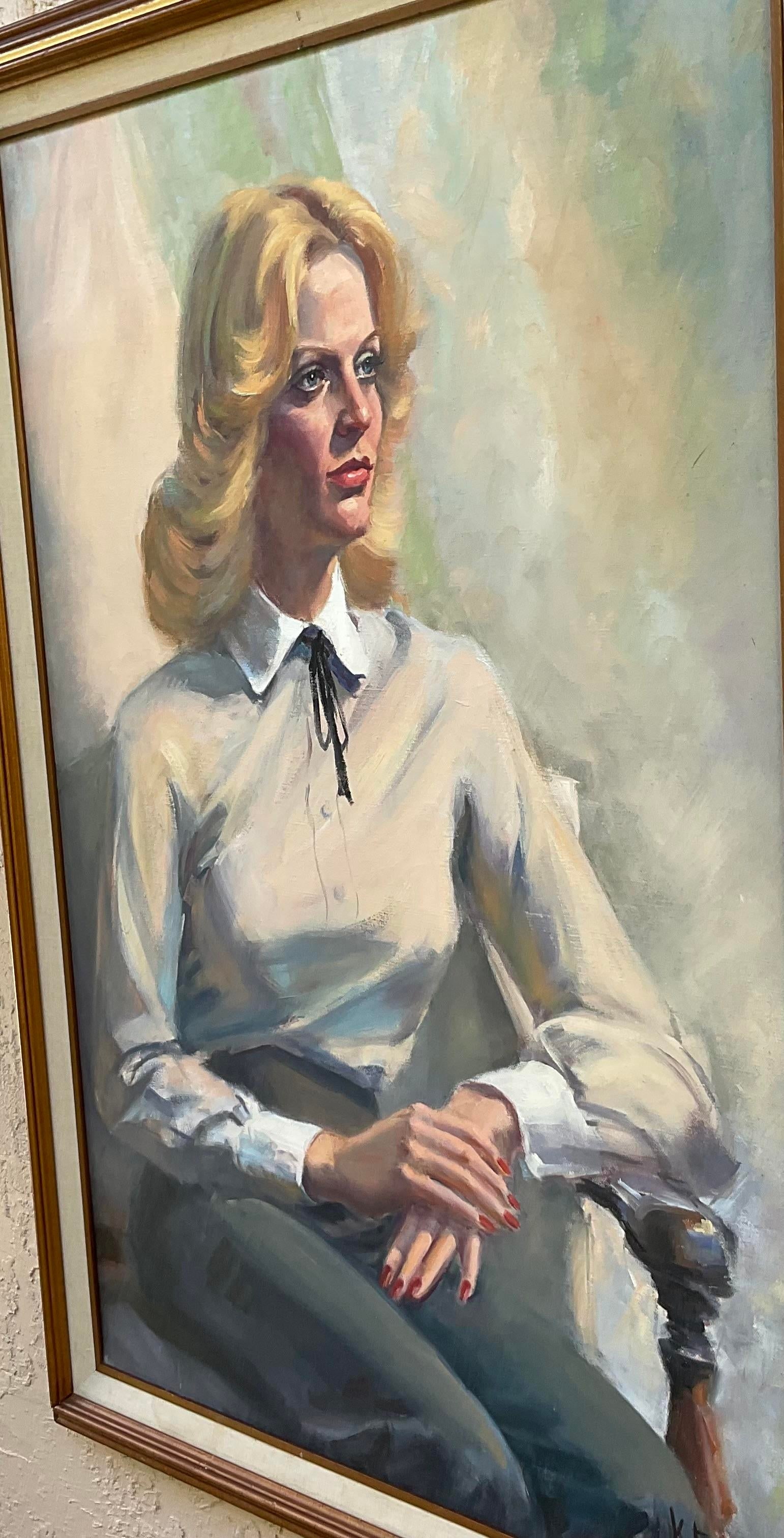 Vintage 1970s Fine Art Oil Portrait - Signed by Florida Artist K. Evans - 4