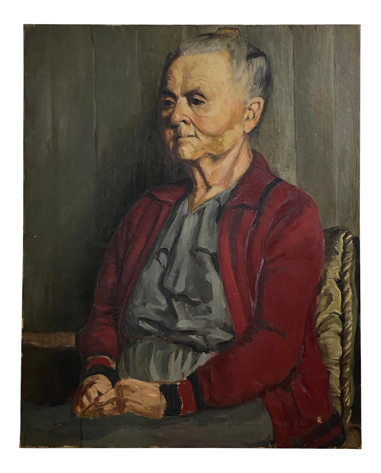 1950s "Study of Grandmother" Oil Painting Signed Sternberg: Sternberg - Study of Grandmother (ca. 1950, Oil on Canvas). Figurative study of a Grandmother signed Sternberg on reverse. Oil on canvas. Unframed. In good condition with minor wear from age. Size: