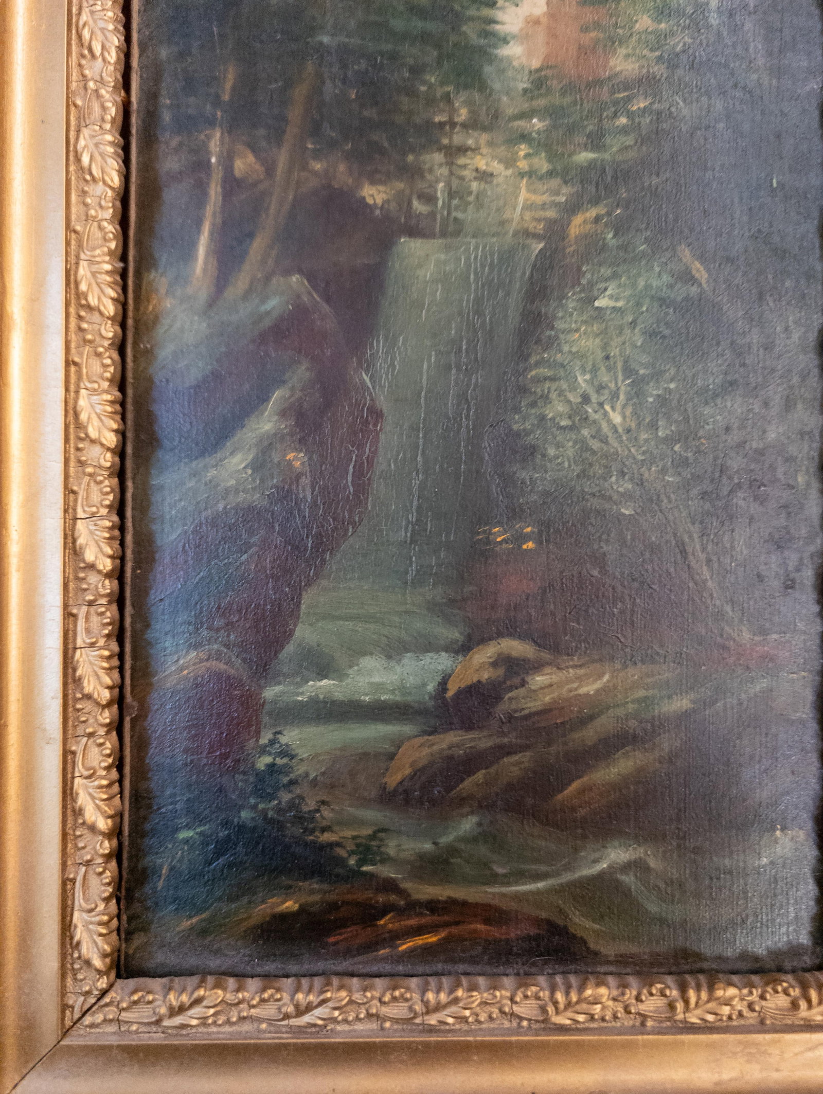 19th Century American Hudson River School Waterfall Landscape Painting - 6