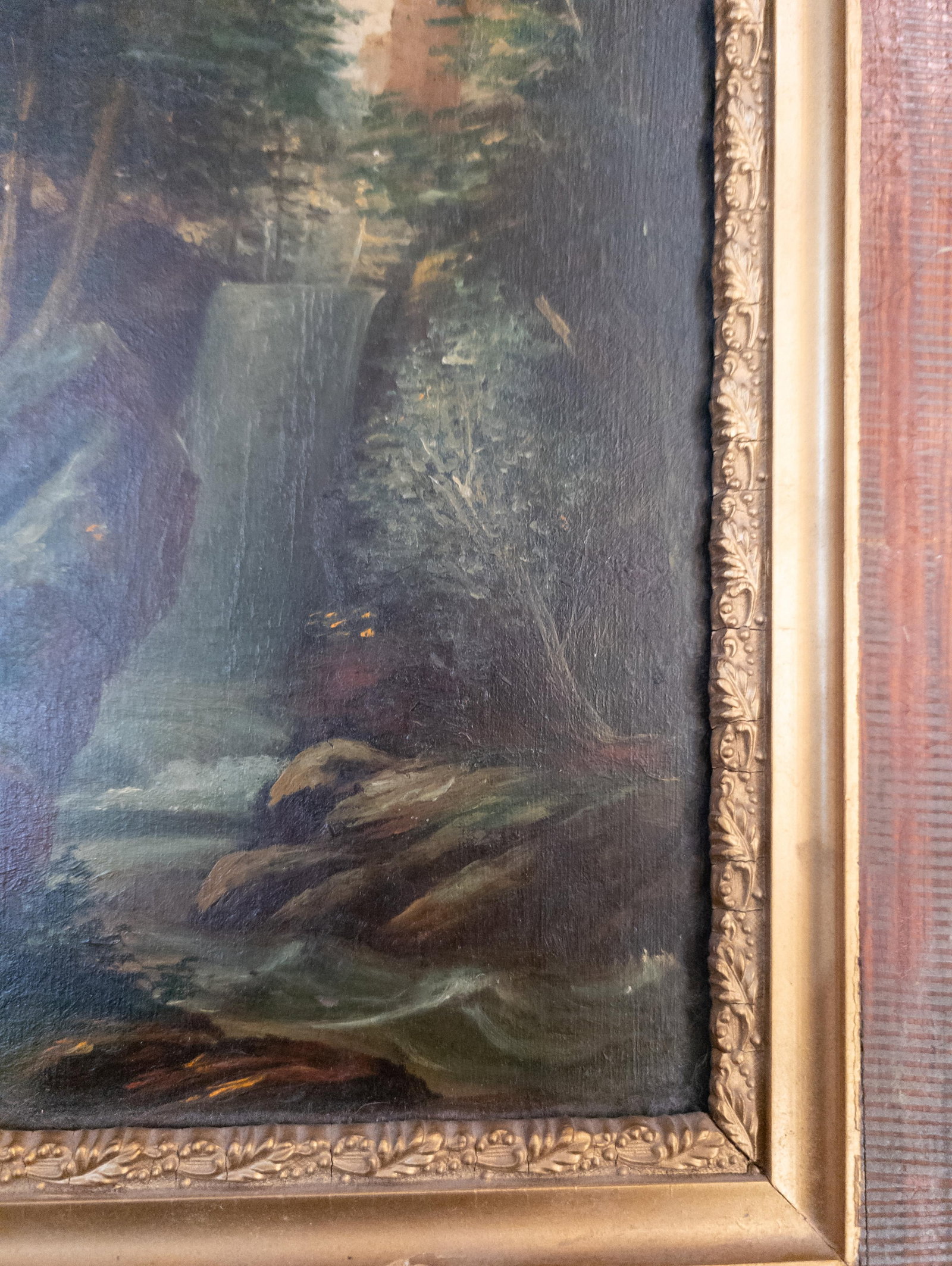 19th Century American Hudson River School Waterfall Landscape Painting - 7