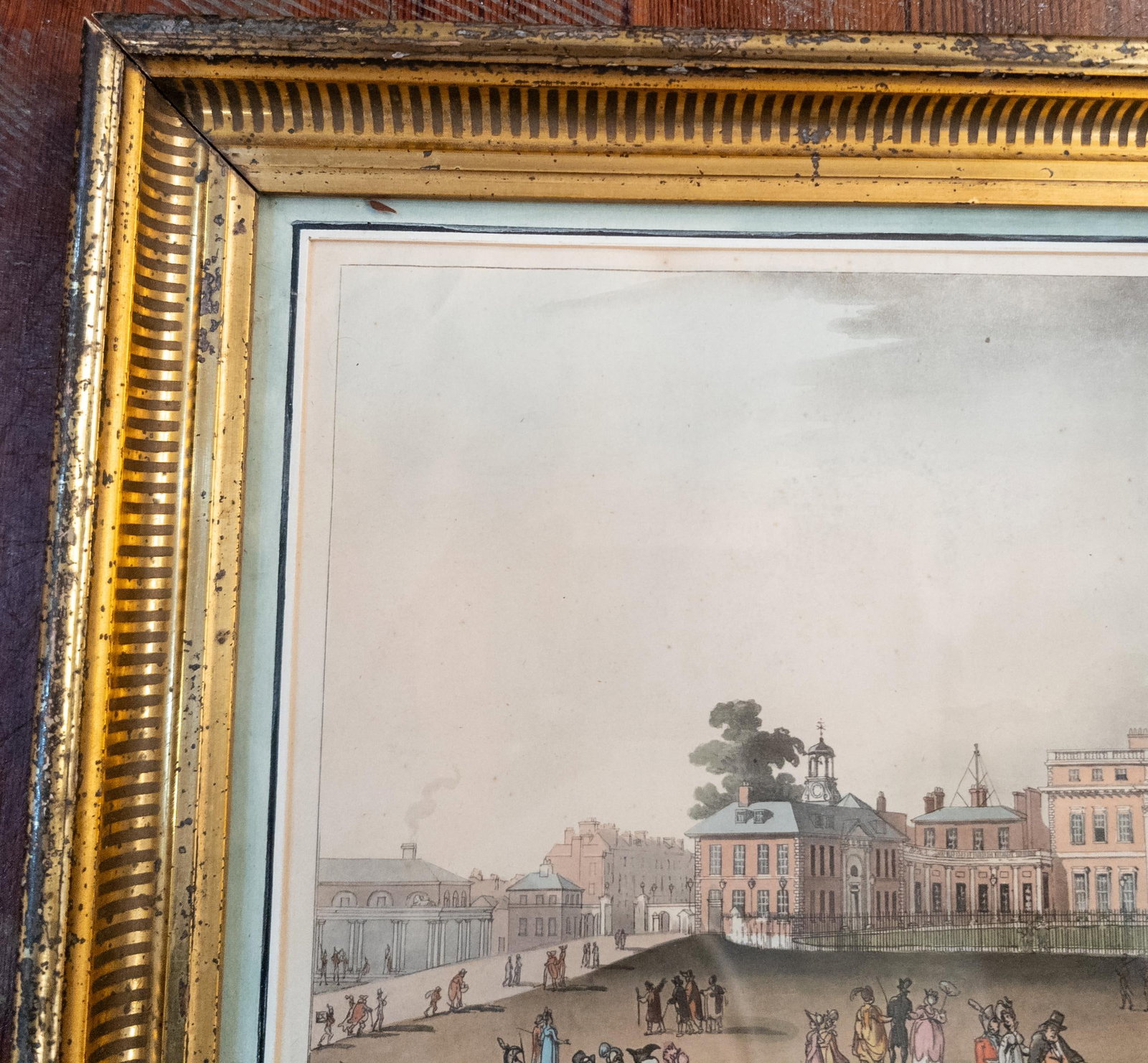 19th Century American Lemon Gold Frame With Hand Colored English Print - 5