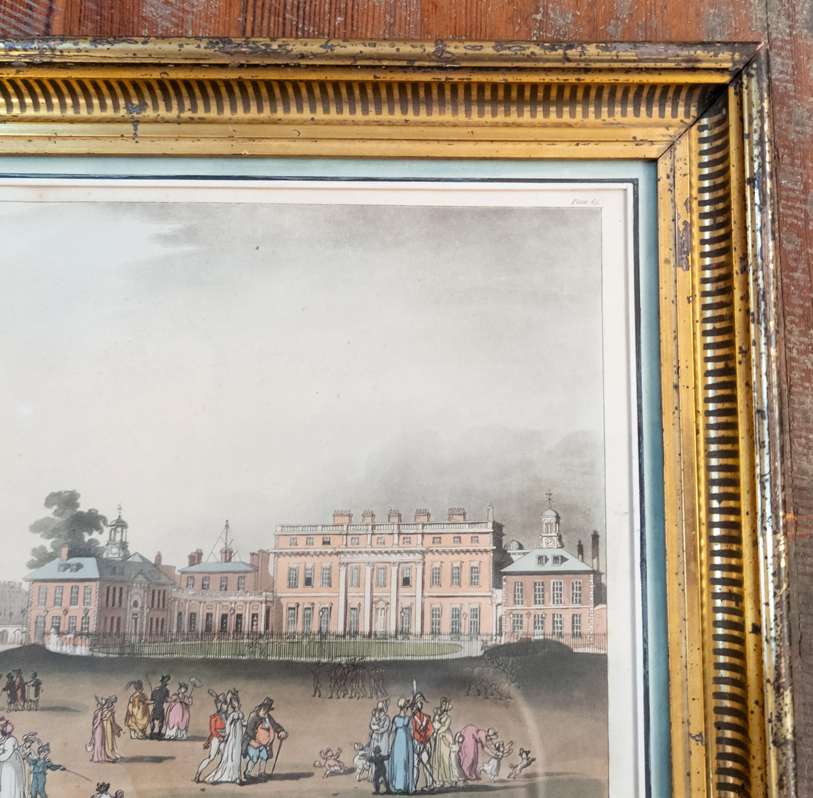 19th Century American Lemon Gold Frame With Hand Colored English Print - 6