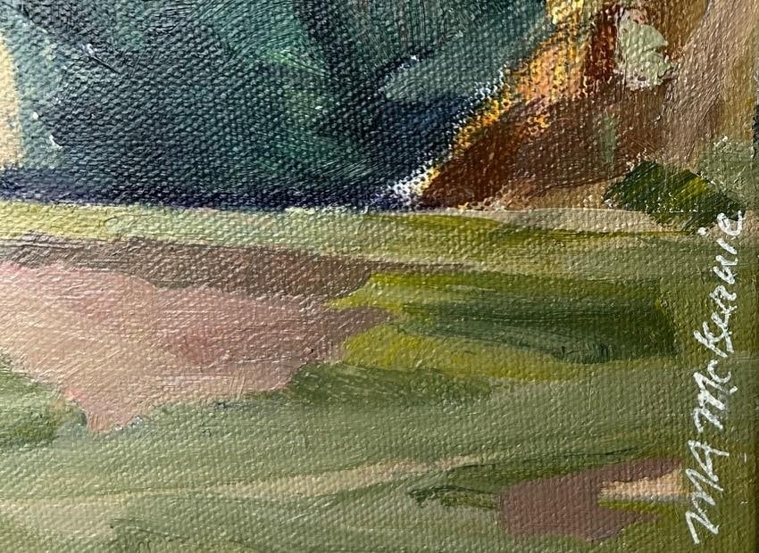 "Skyrocket" Contemporary Impressionist Foliage Landscape in Green and Pink by Mill Valley Artist Mar - 4