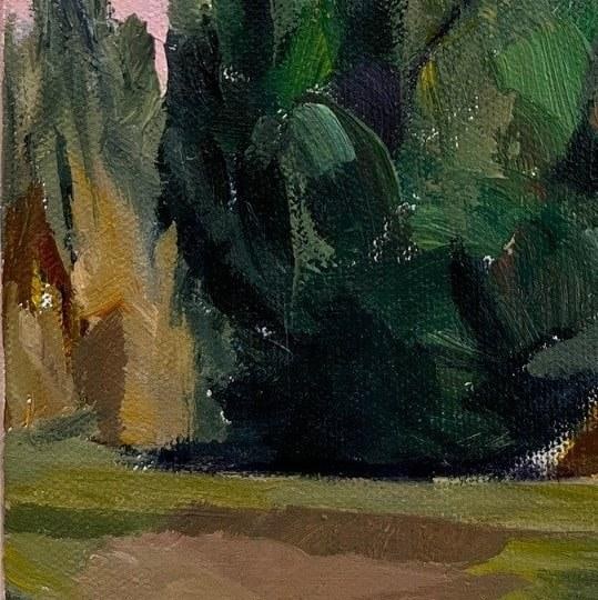 "Skyrocket" Contemporary Impressionist Foliage Landscape in Green and Pink by Mill Valley Artist Mar - 6