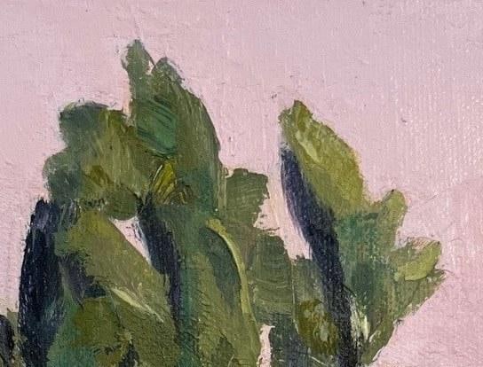 "Skyrocket" Contemporary Impressionist Foliage Landscape in Green and Pink by Mill Valley Artist Mar - 7