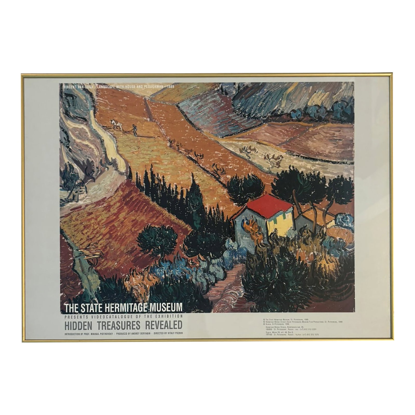 Vintage State Hermitage Museum Van Gogh Hidden Treasures Revealed Framed Exhibition Poster: Vintage State Hermitage Museum Van Gogh Hidden Treasures Revealed Framed Exhibition Poster A bold, museum-ready framed poster from The State Hermitage Museum promoting the videocatalogue of the