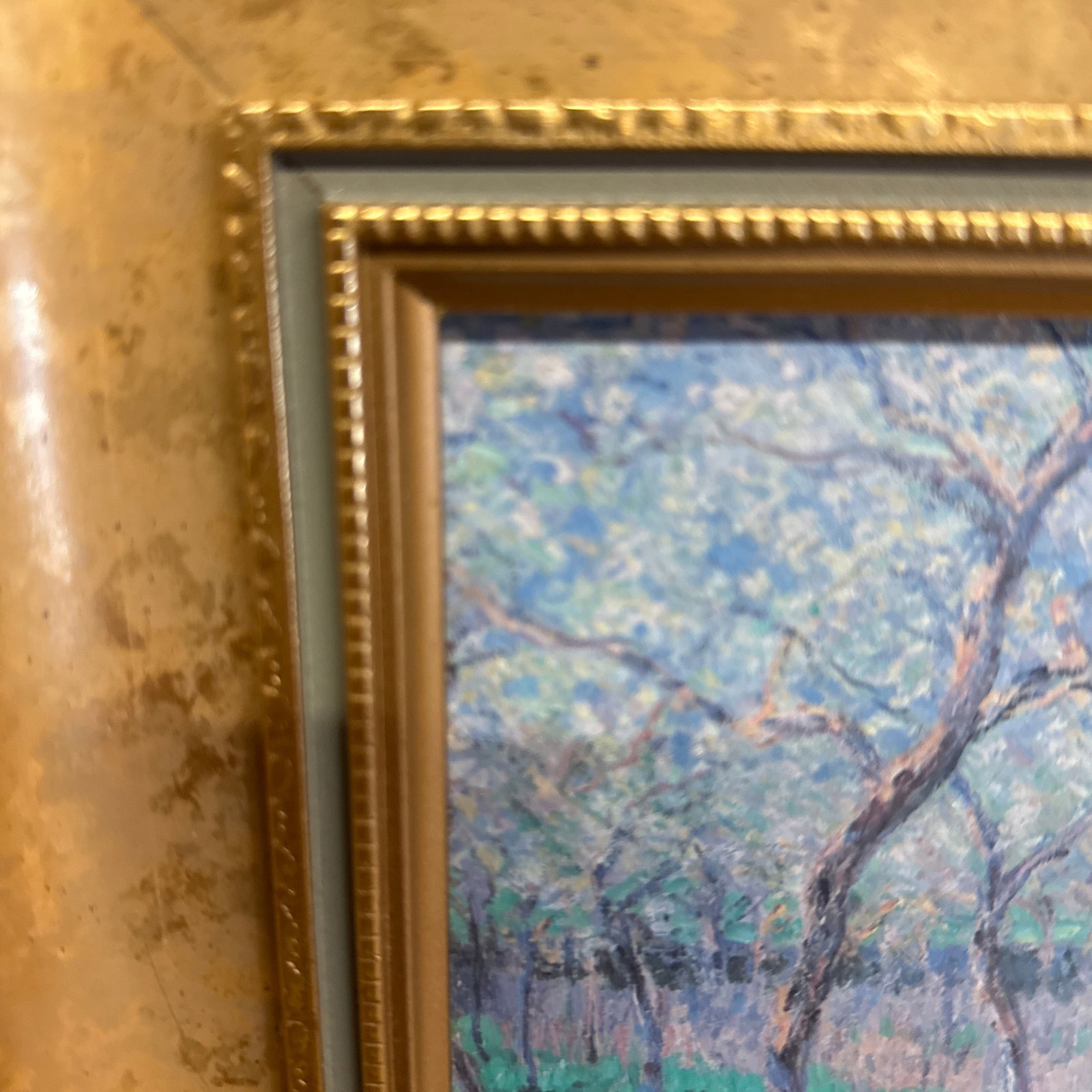 1990s Very Fine Antique Reproduction Oil Painting of Monet's Le Printemps in Thick Gold Frame. Artis - 2