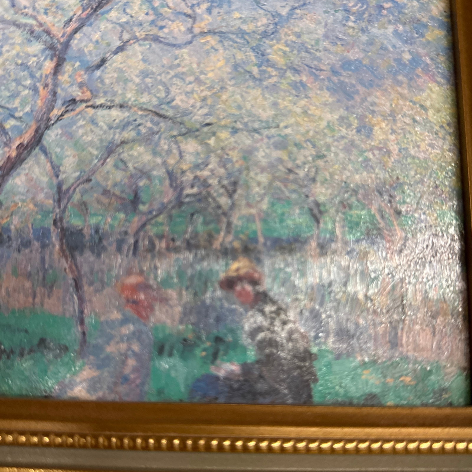 1990s Very Fine Antique Reproduction Oil Painting of Monet's Le Printemps in Thick Gold Frame. Artis - 4