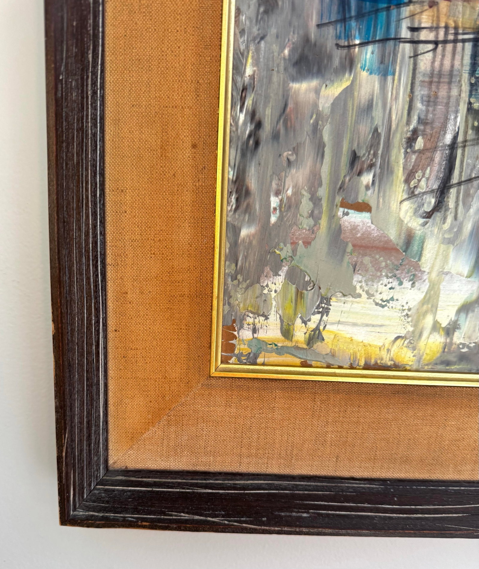Large Mid Century Modern Oil Painting Abstract Cityscape Art Framed Signed Greene - 5