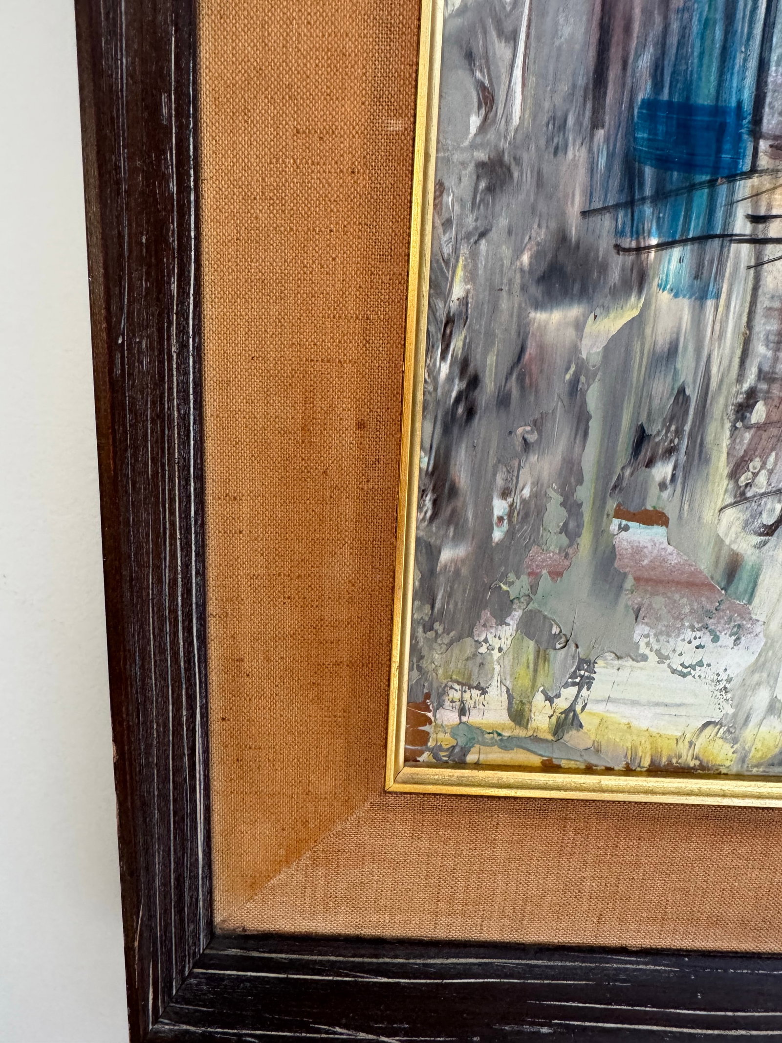 Large Mid Century Modern Oil Painting Abstract Cityscape Art Framed Signed Greene - 6