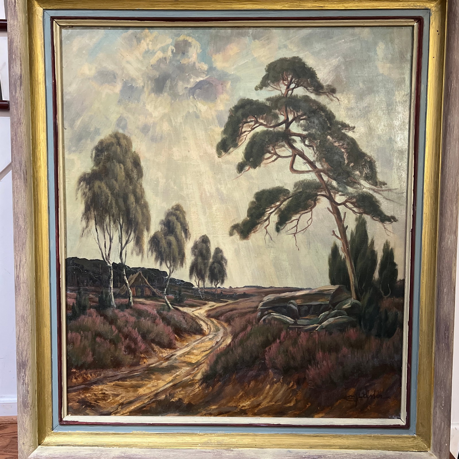 Early 20 Th Century Oil on Board European German School Landscape Scene Framed Signed - 2