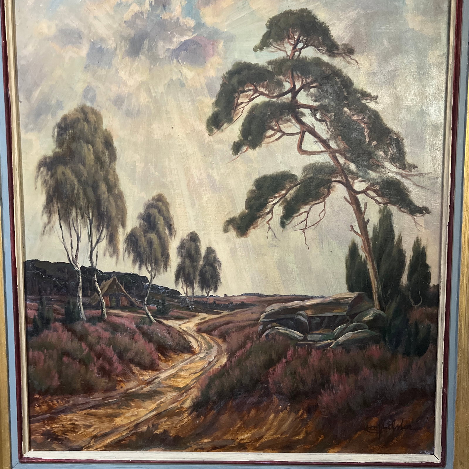 Early 20 Th Century Oil on Board European German School Landscape Scene Framed Signed - 3