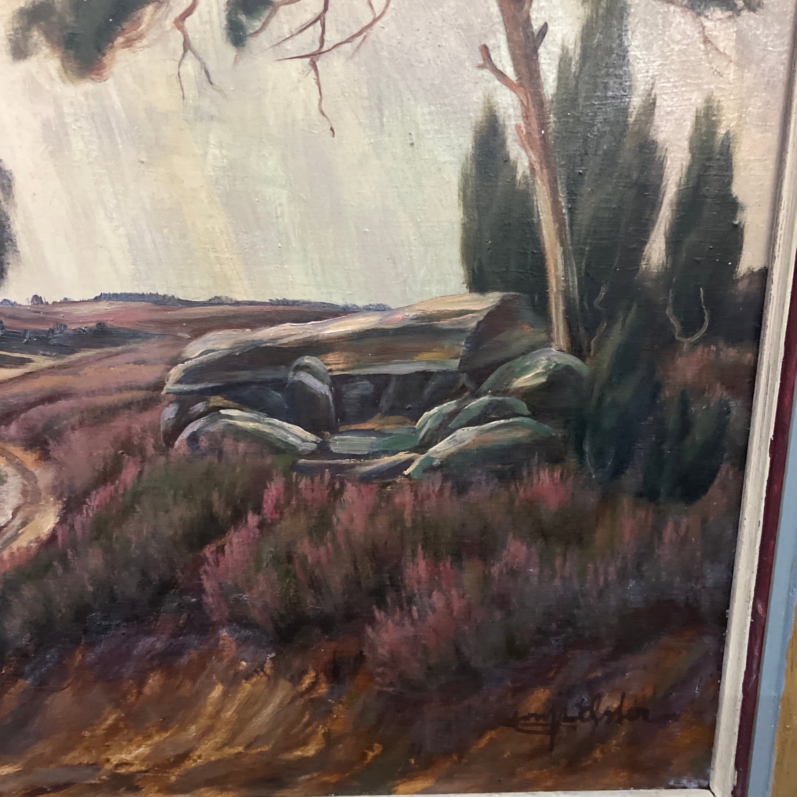 Early 20 Th Century Oil on Board European German School Landscape Scene Framed Signed - 6