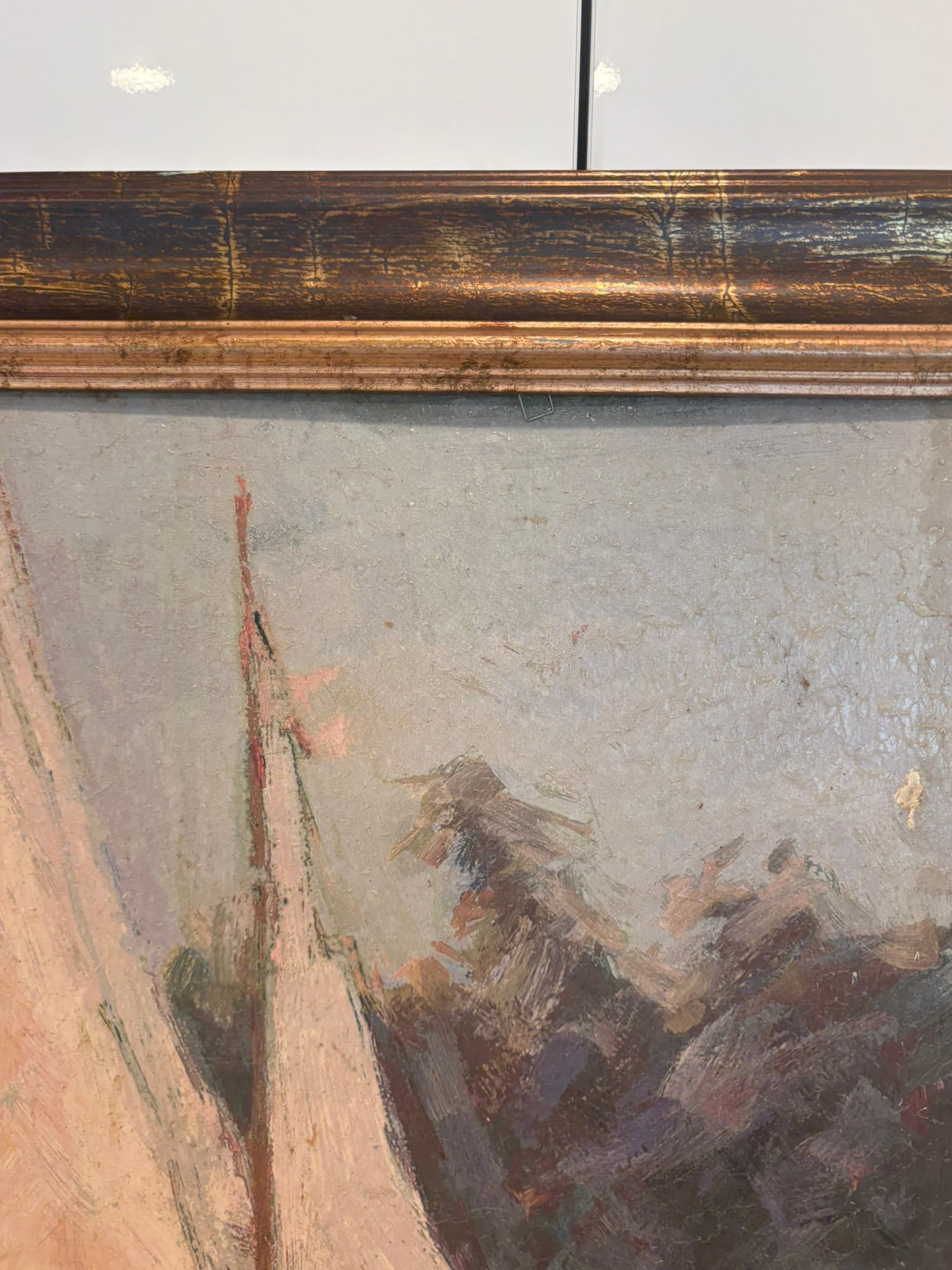 Vintage Coastal Sailboat Wall Art Giclee on Board in Gilt Faux Bamboo Frame - 5