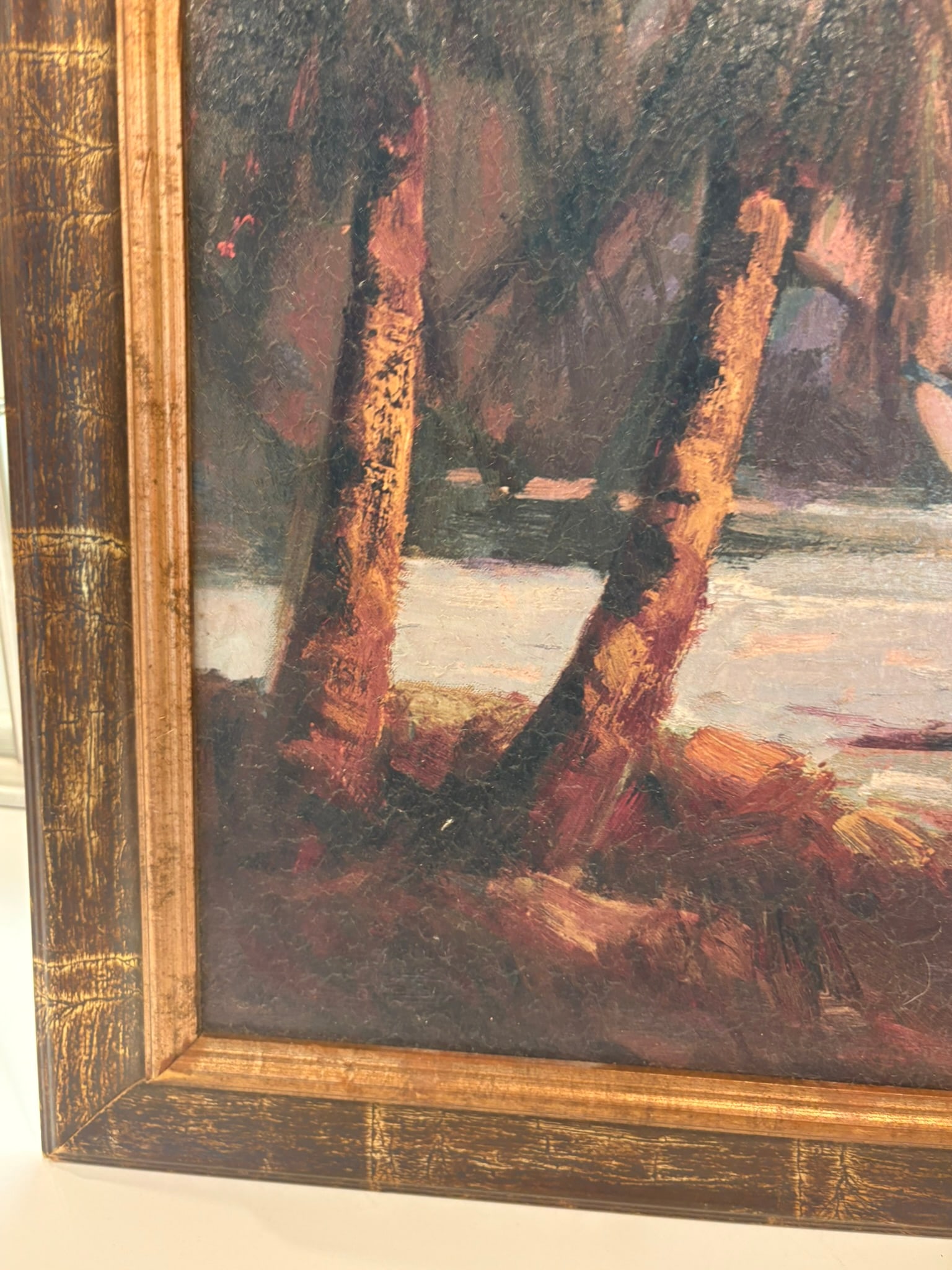 Vintage Coastal Sailboat Wall Art Giclee on Board in Gilt Faux Bamboo Frame - 9