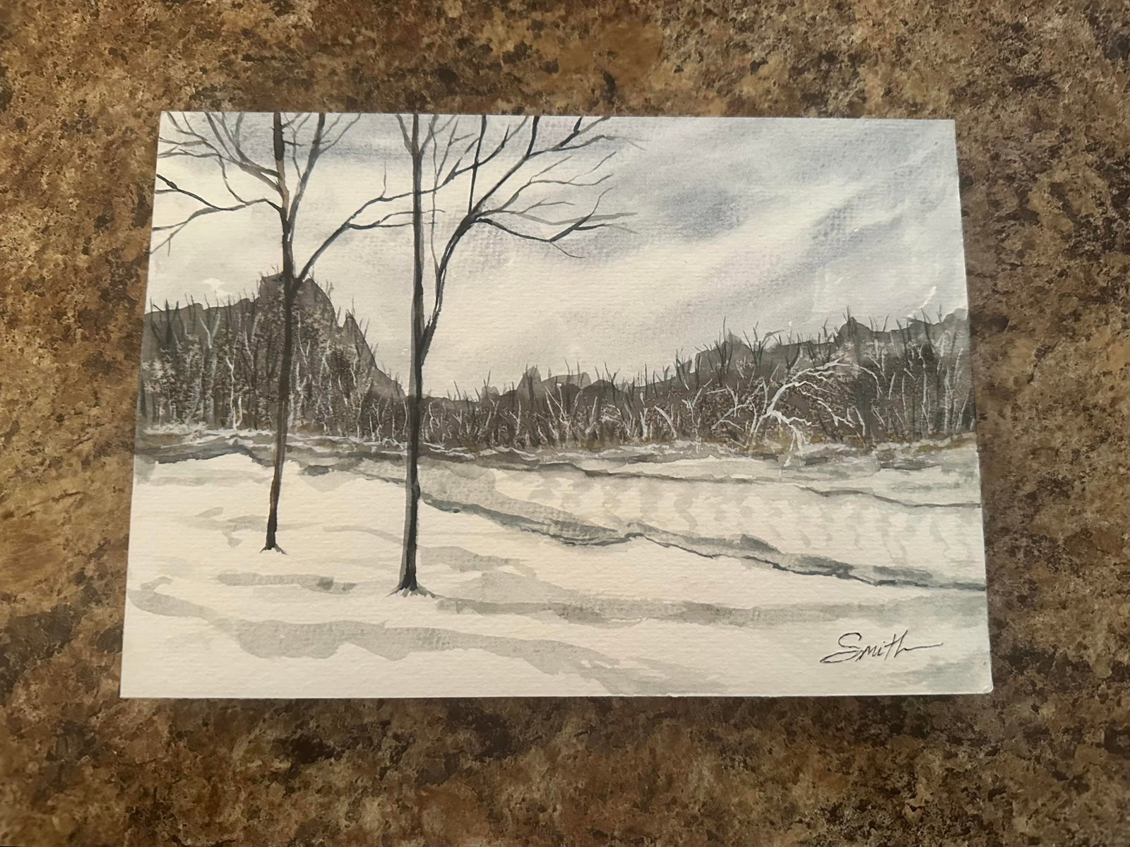 "Cabin View" Signed Original Watercolor by Nancy Smith - 2