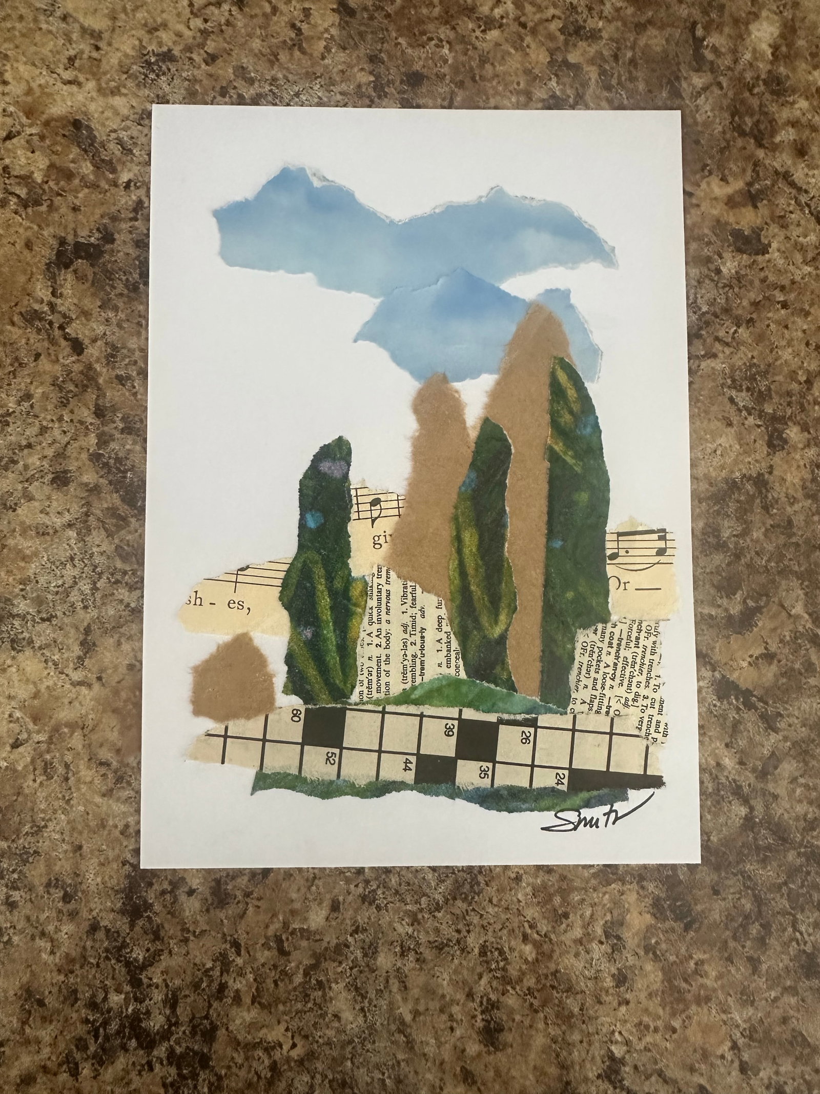 "Rising Quiet" Signed Original Collage by Nancy Smith - 2