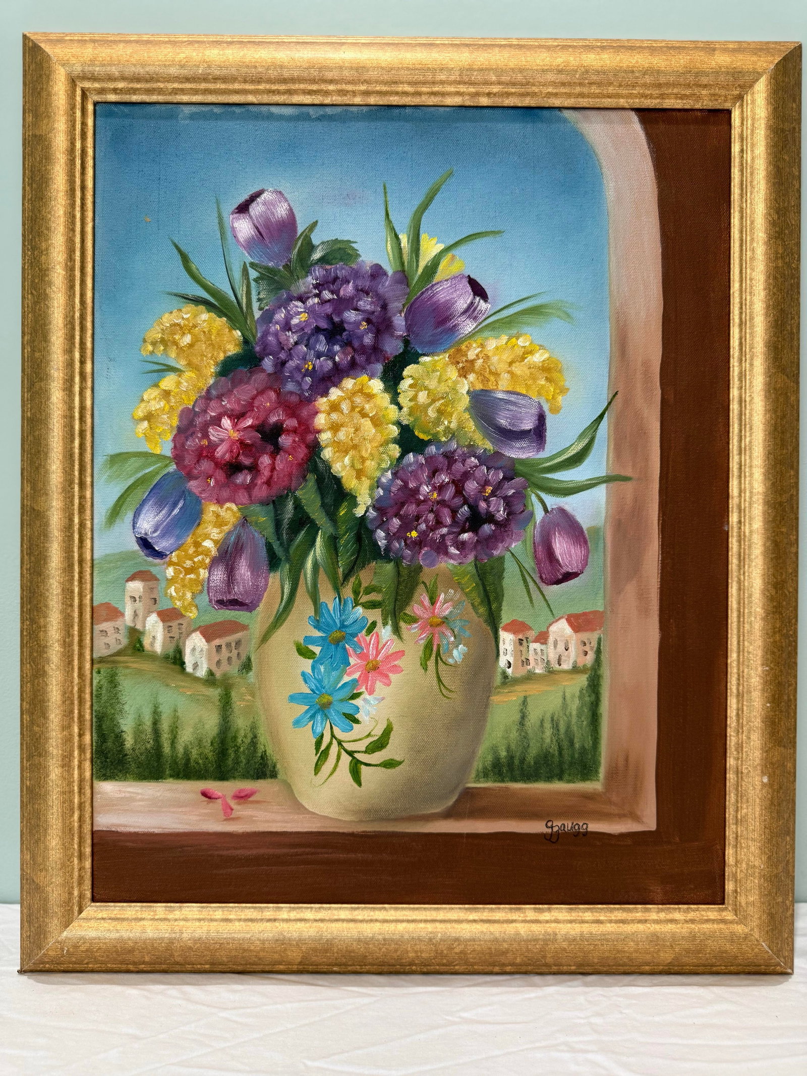 Vintage Still Life Oil Painting in Gold Frame - Signed by Artist - 2