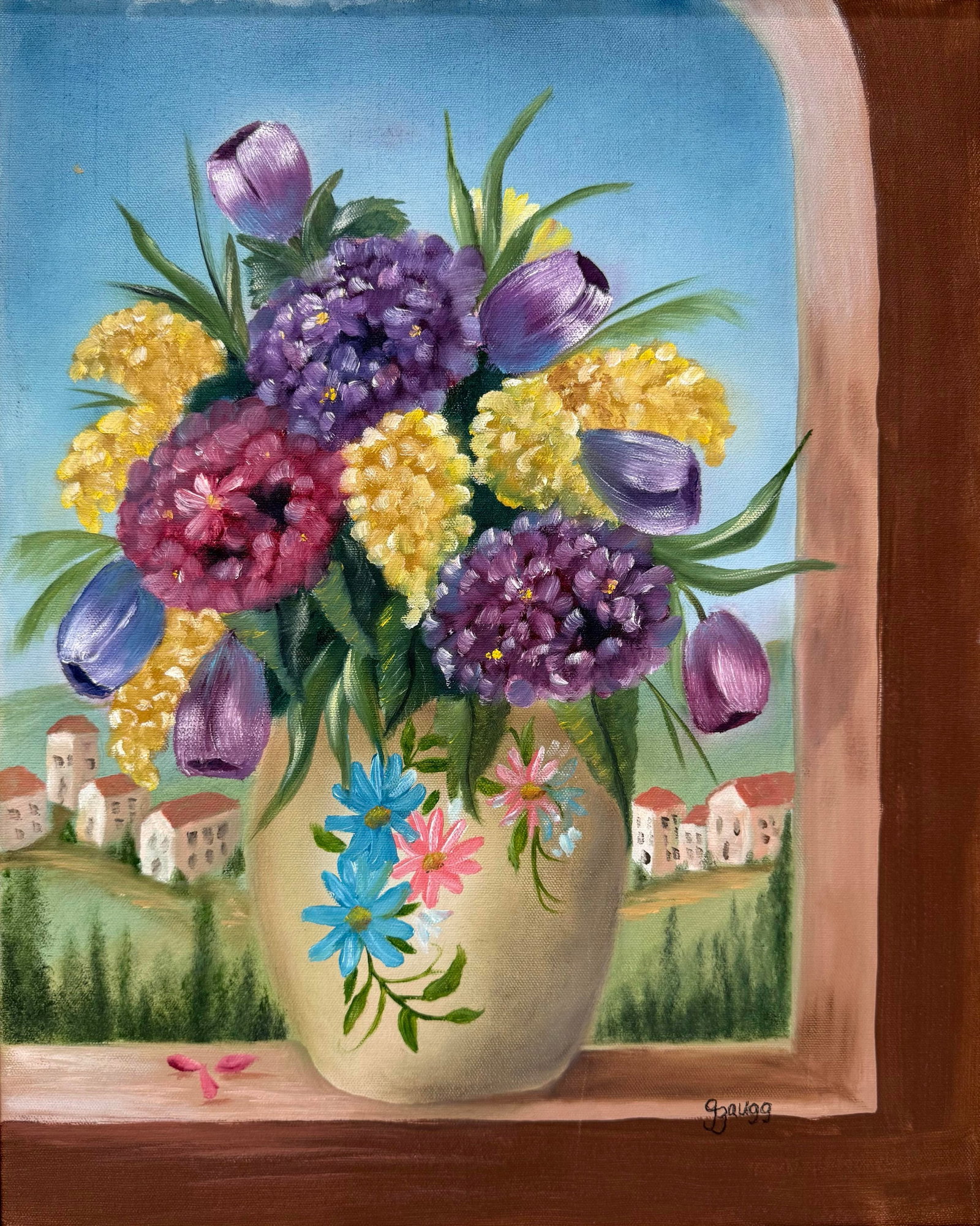 Vintage Still Life Oil Painting in Gold Frame - Signed by Artist - 3
