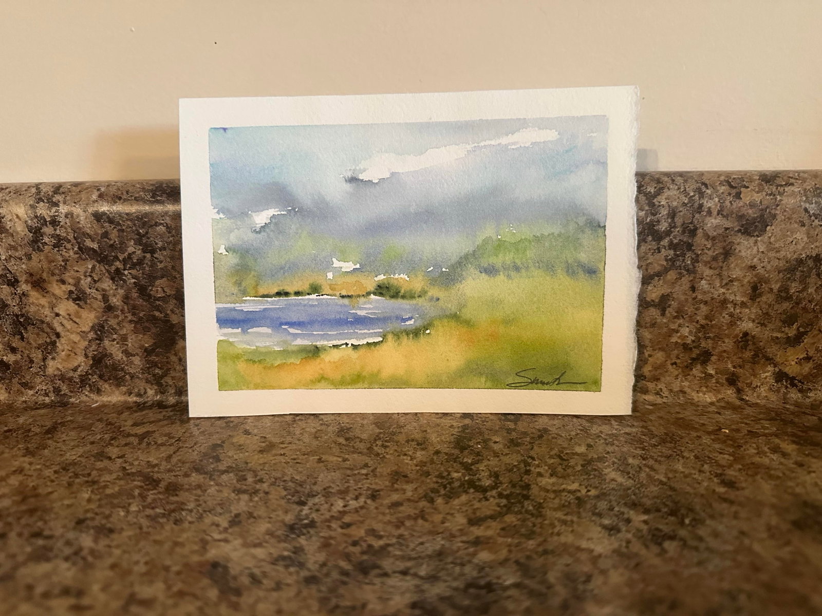 "Lakeside Serenity" Signed Original Watercolor Landscape by Nancy Smith - 2