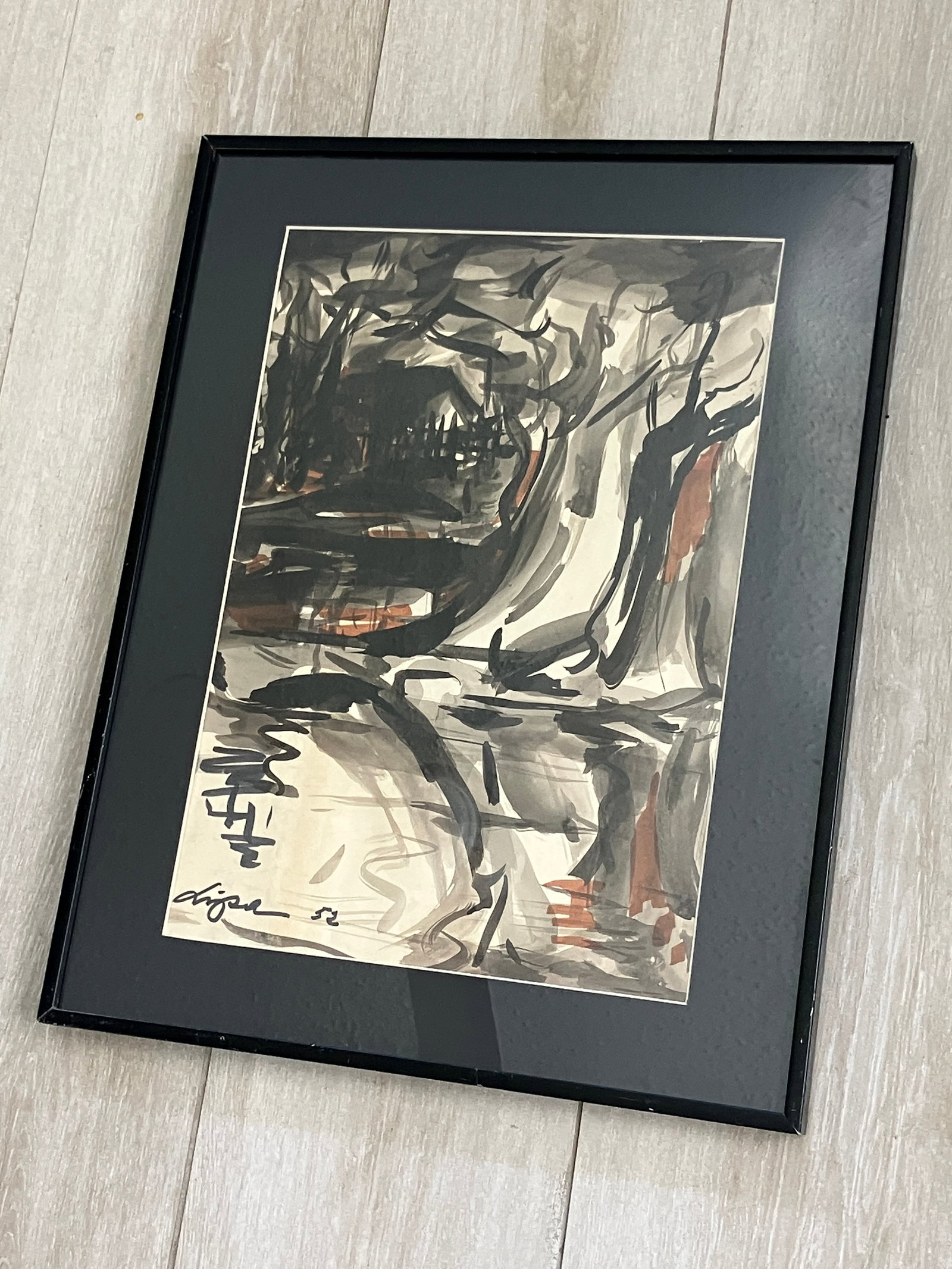 Lipa Drojevic Original Mixed Media on Paper, Framed, Signed, Dated 52 - 2