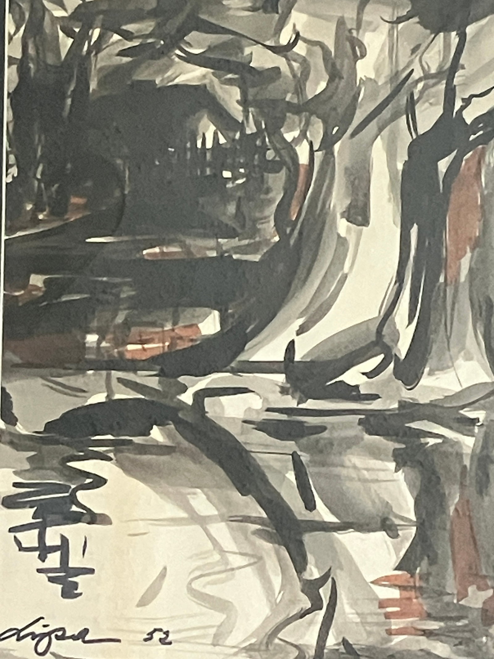 Lipa Drojevic Original Mixed Media on Paper, Framed, Signed, Dated 52 - 4
