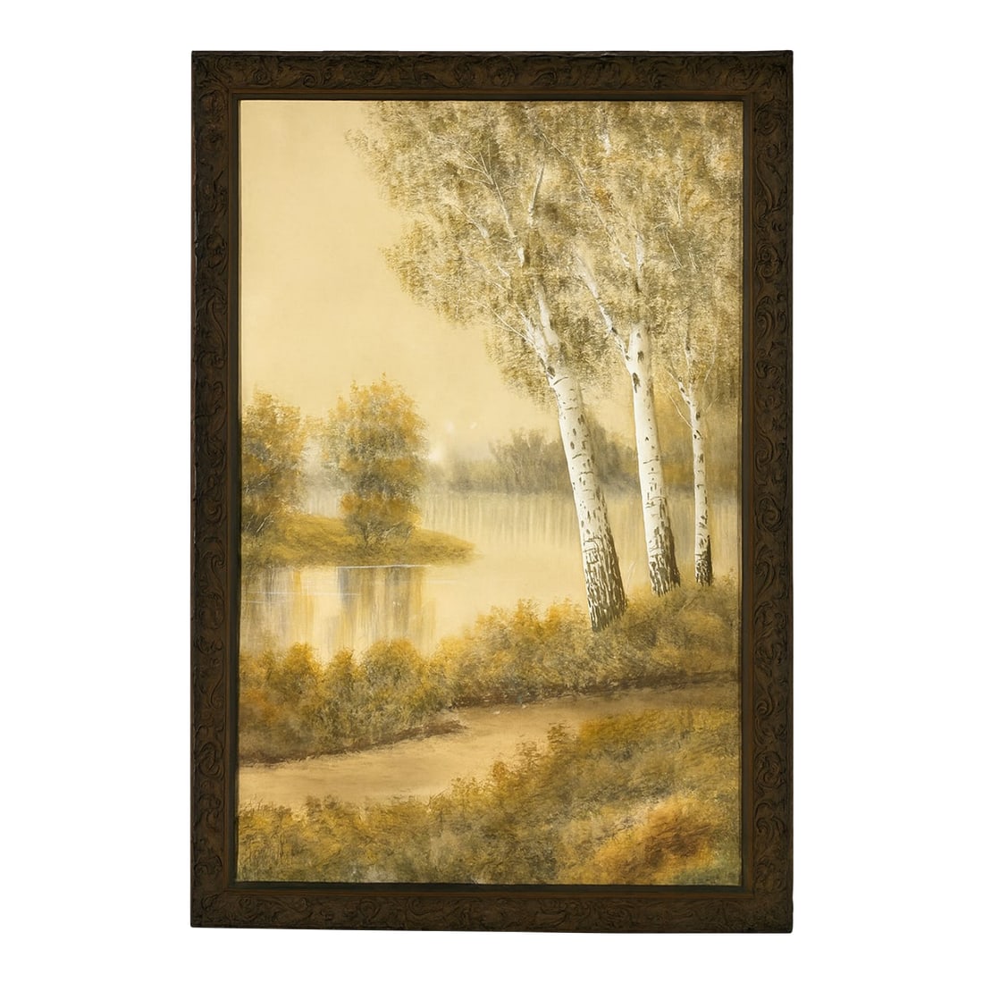 Early 20th-Century American Tonalist Birch & Lake Landscape - Signed W. H. Van Horn - Original Water (1 of 5)