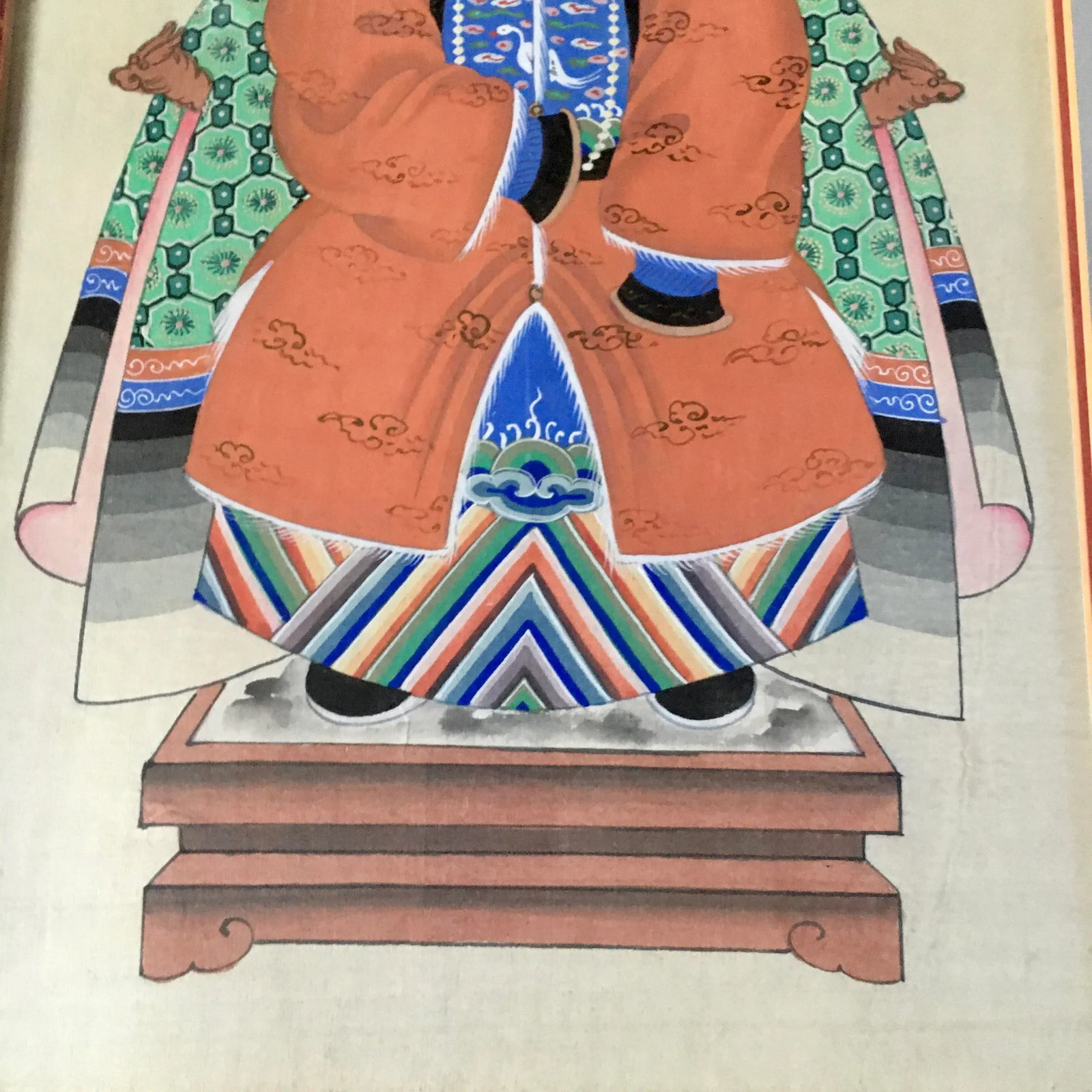 Antique Chinese Ancestor Portrait in Silver Leaf Frame - 7