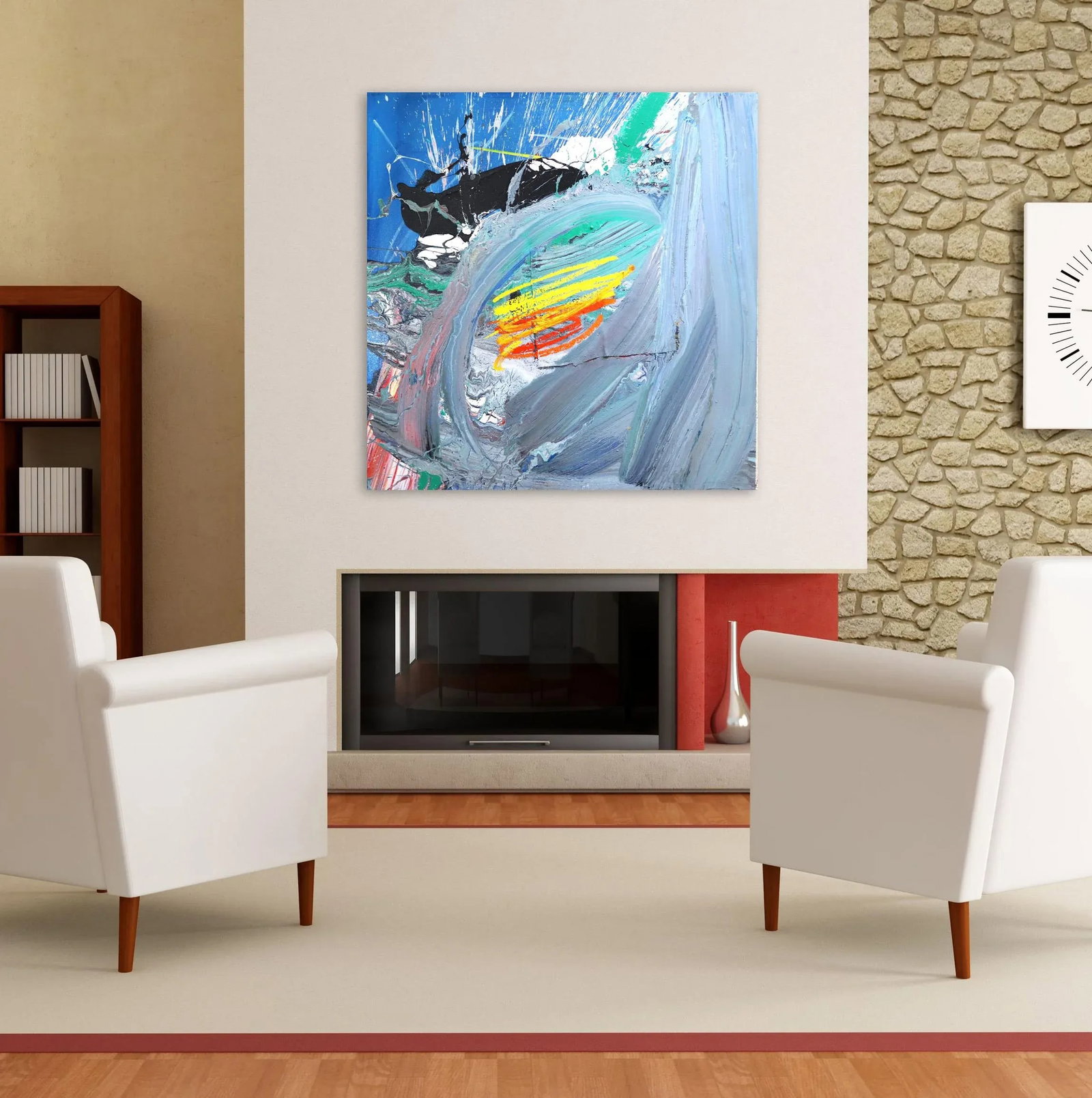 Large Textural Expressive Original Artwork ''Untitled Wave'' Contemporary Abstract Mixed-Media Paint - 10