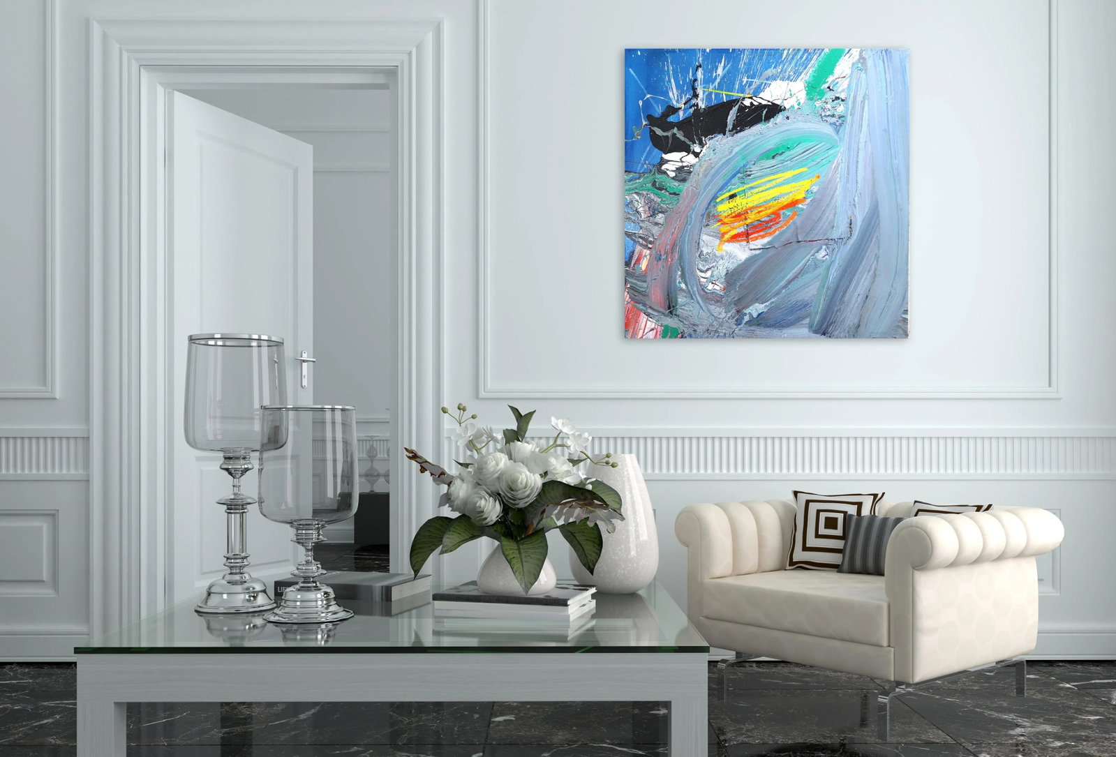 Large Textural Expressive Original Artwork ''Untitled Wave'' Contemporary Abstract Mixed-Media Paint - 11