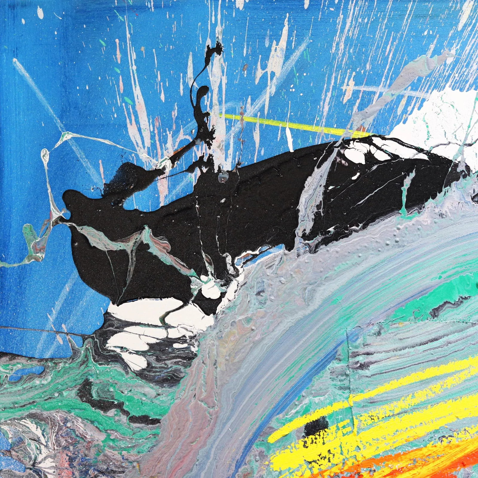 Large Textural Expressive Original Artwork ''Untitled Wave'' Contemporary Abstract Mixed-Media Paint - 2