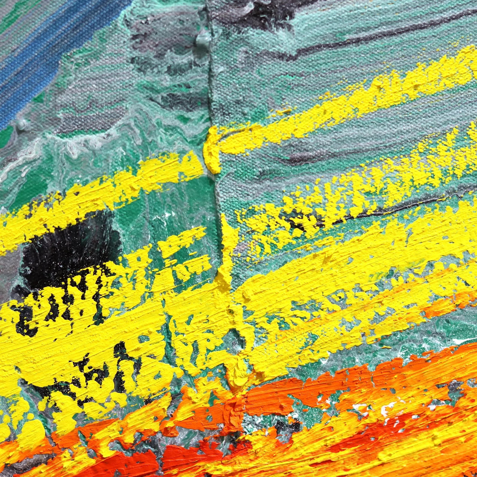 Large Textural Expressive Original Artwork ''Untitled Wave'' Contemporary Abstract Mixed-Media Paint - 6