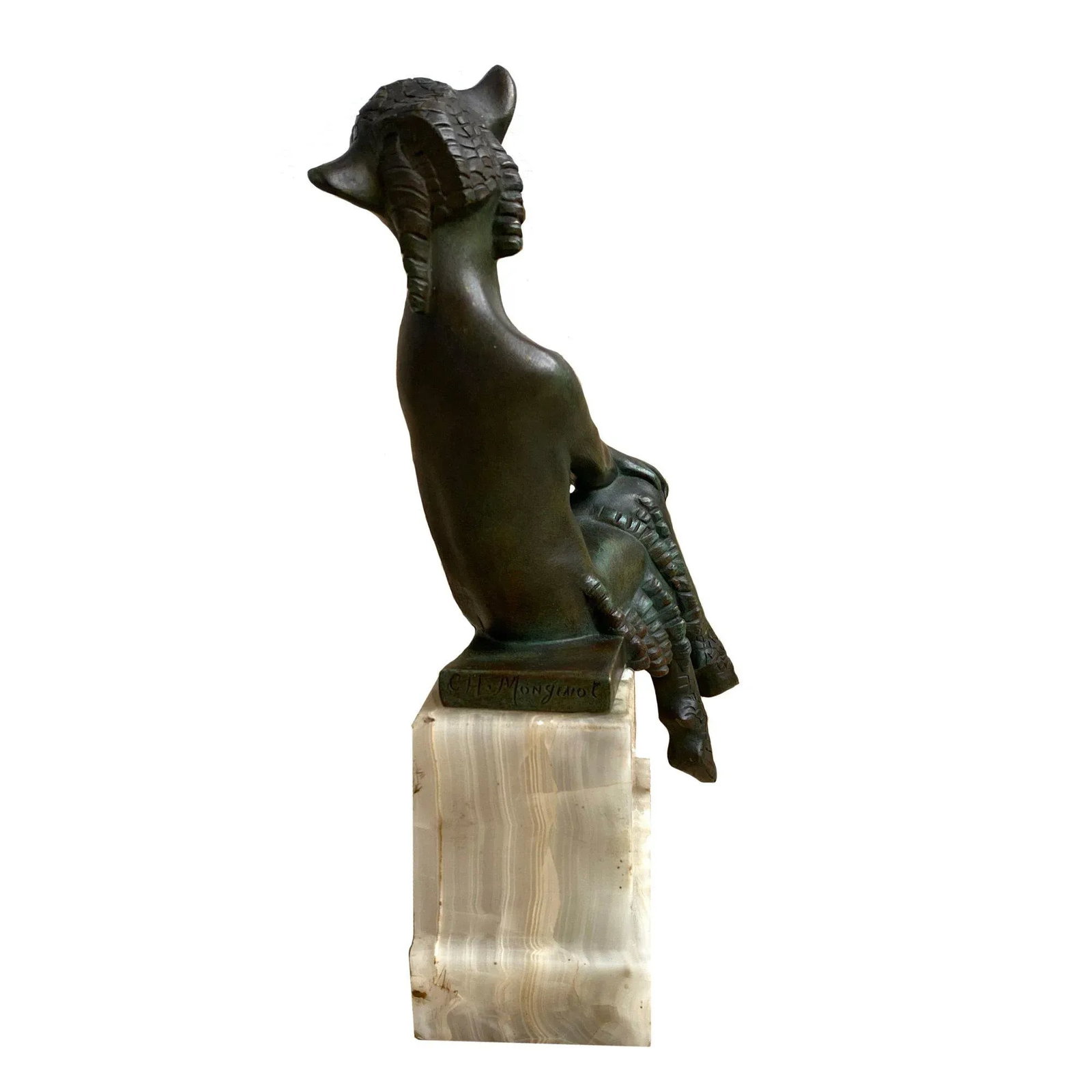 Circa 1920 French Art Deco Seated Bronze Satyr Attributed to Charlotte Monginot - 2