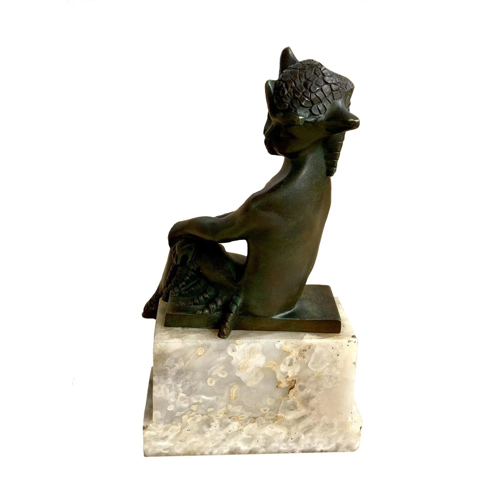 Circa 1920 French Art Deco Seated Bronze Satyr Attributed to Charlotte Monginot - 3
