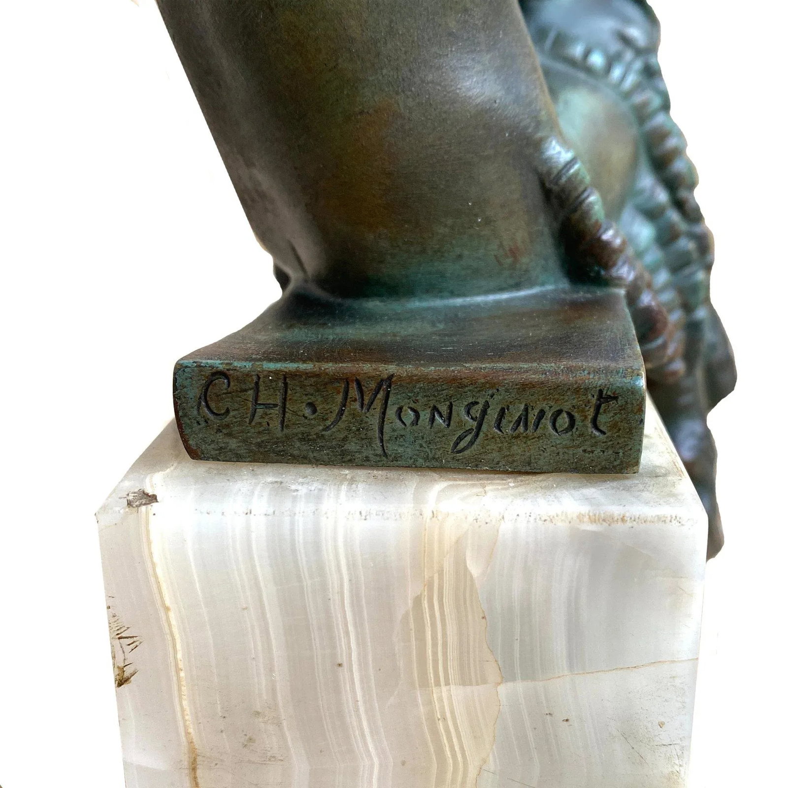Circa 1920 French Art Deco Seated Bronze Satyr Attributed to Charlotte Monginot - 4