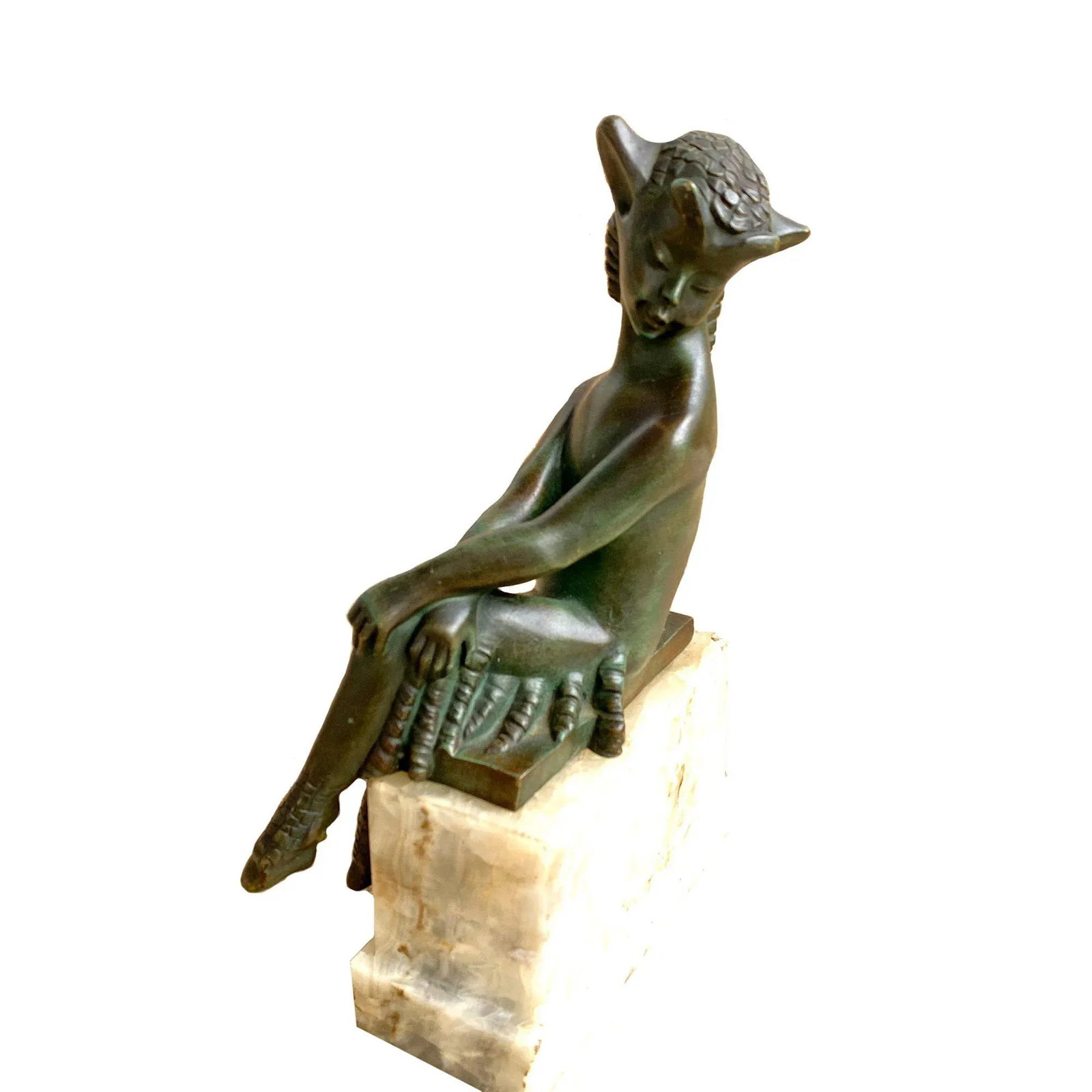 Circa 1920 French Art Deco Seated Bronze Satyr Attributed to Charlotte Monginot - 5