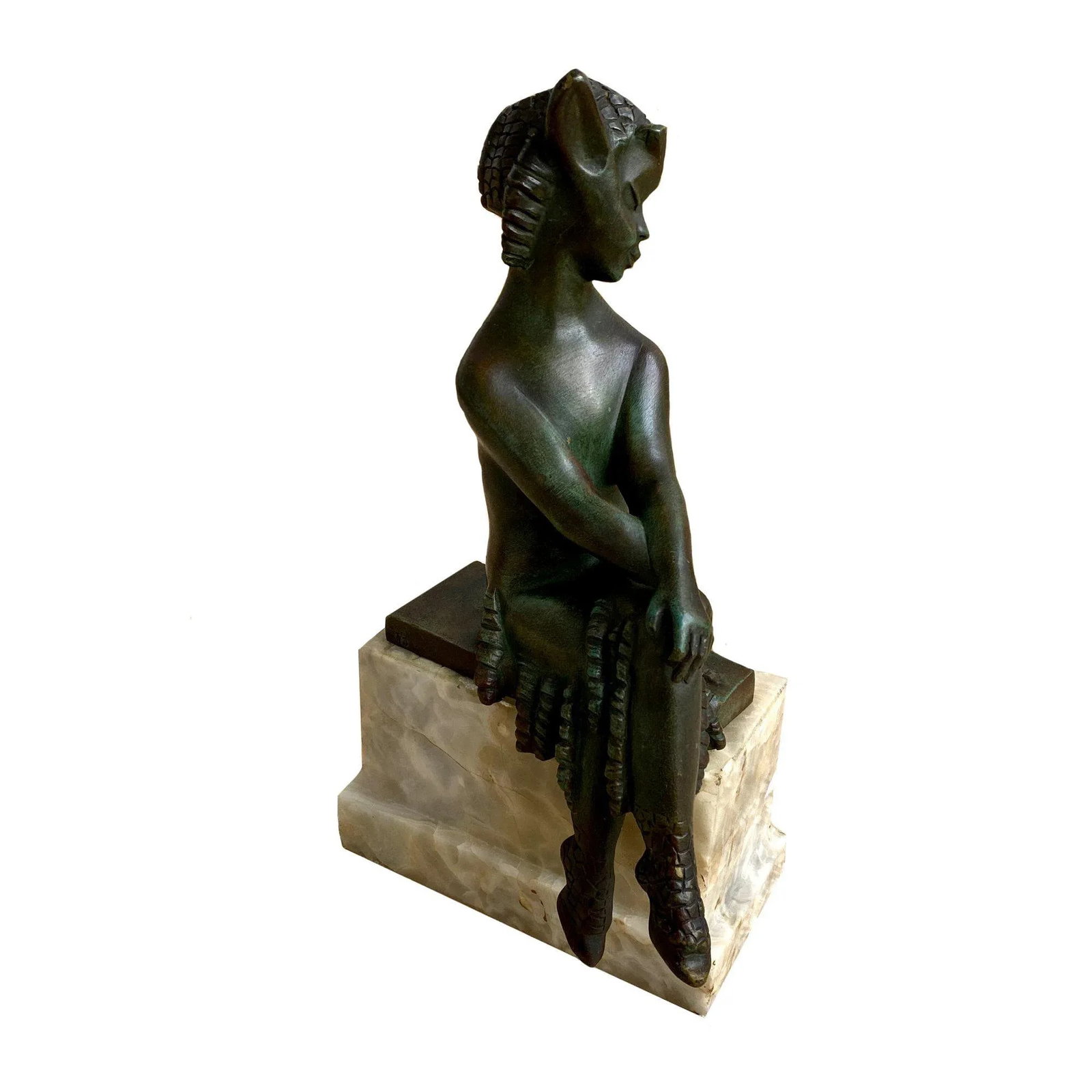 Circa 1920 French Art Deco Seated Bronze Satyr Attributed to Charlotte Monginot - 6