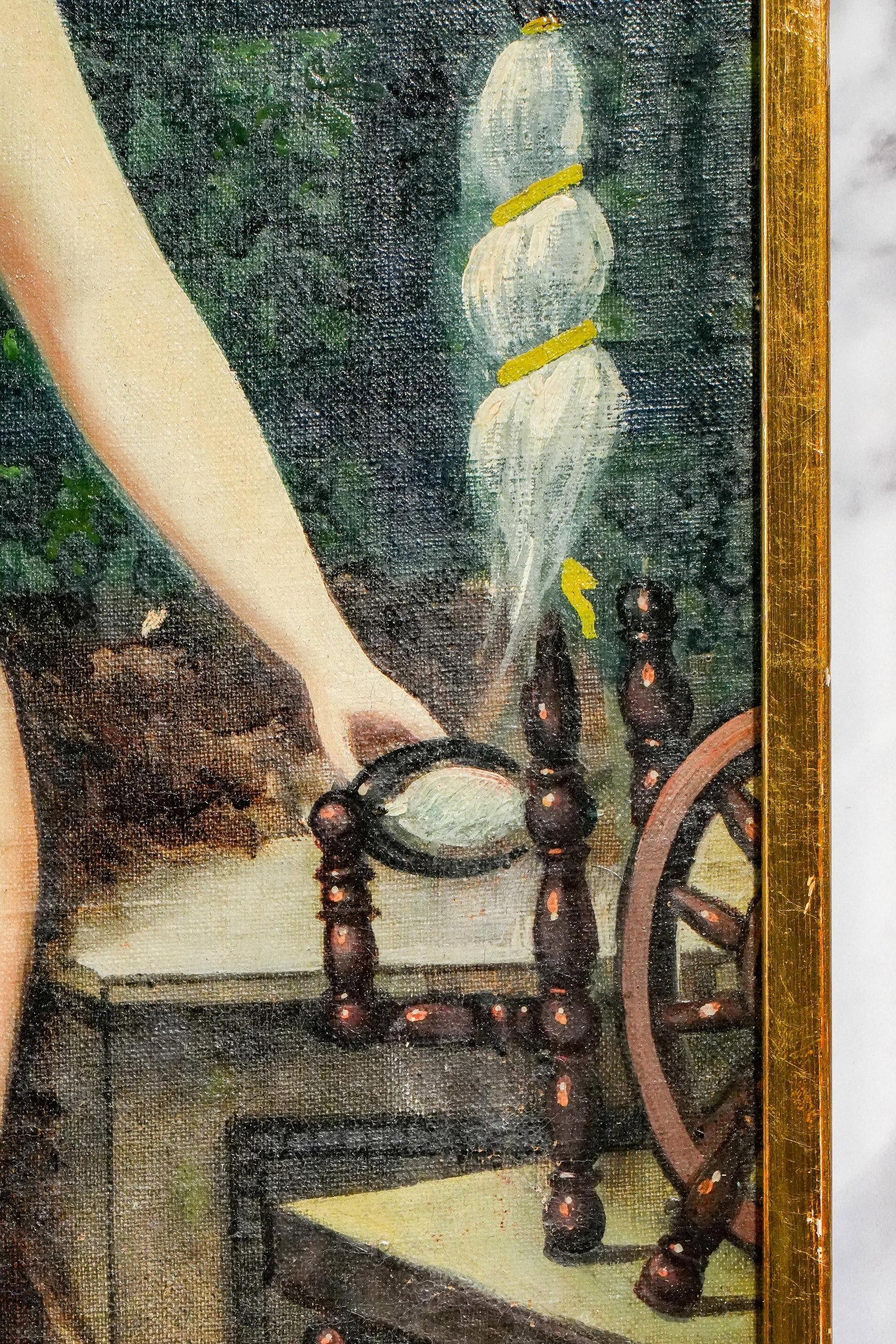19th Century Romantic Academic Pair Nude Female Woman Antique Oil Paintings Art - 11