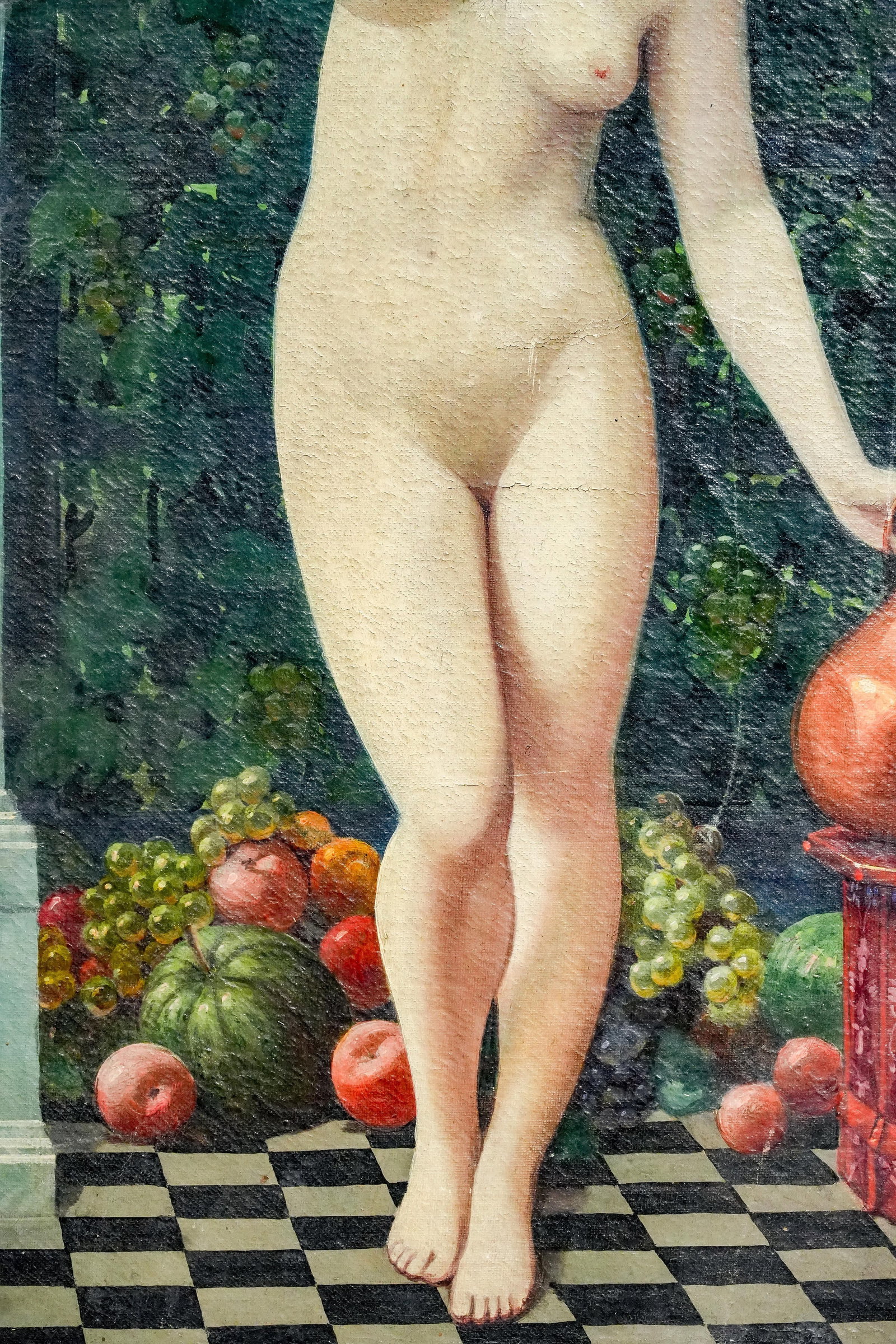 19th Century Romantic Academic Pair Nude Female Woman Antique Oil Paintings Art - 13