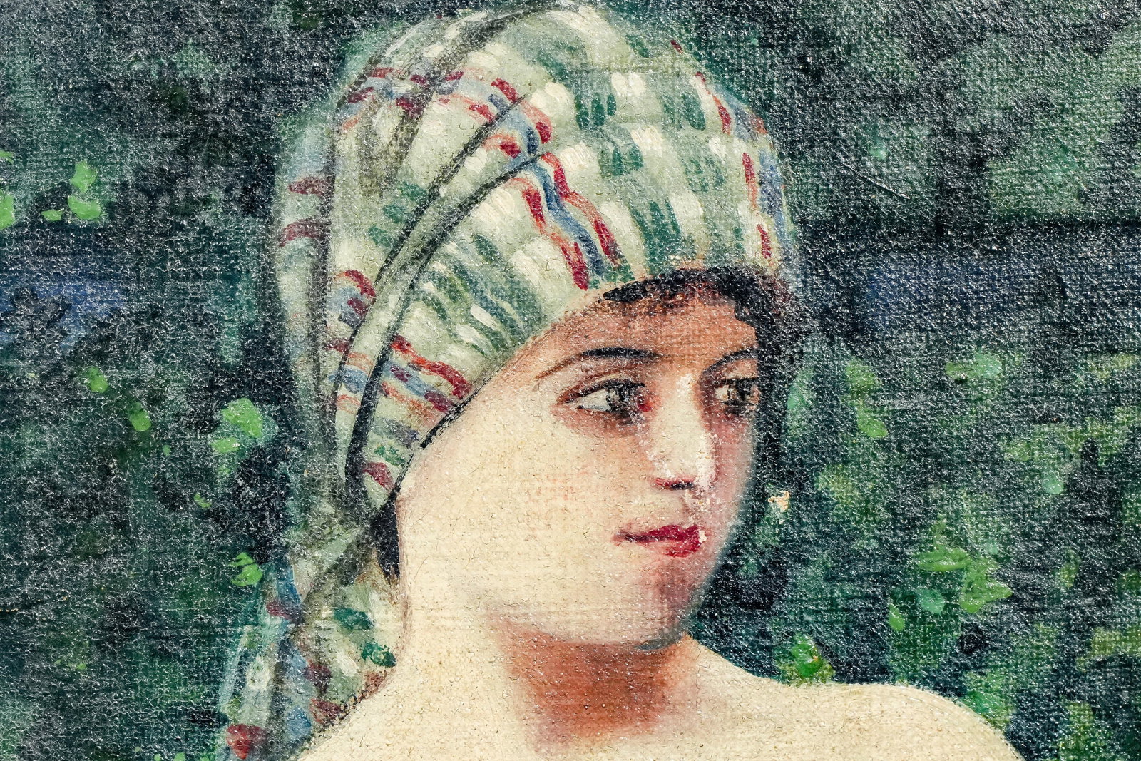 19th Century Romantic Academic Pair Nude Female Woman Antique Oil Paintings Art - 3