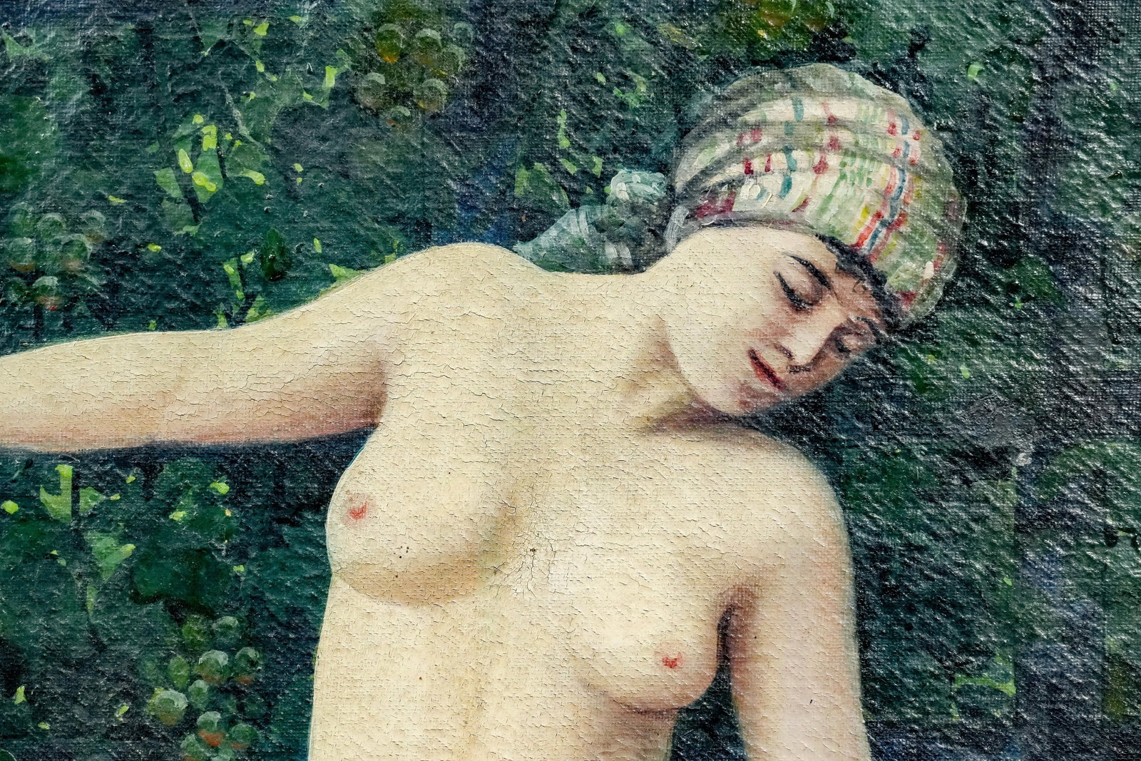 19th Century Romantic Academic Pair Nude Female Woman Antique Oil Paintings Art - 8