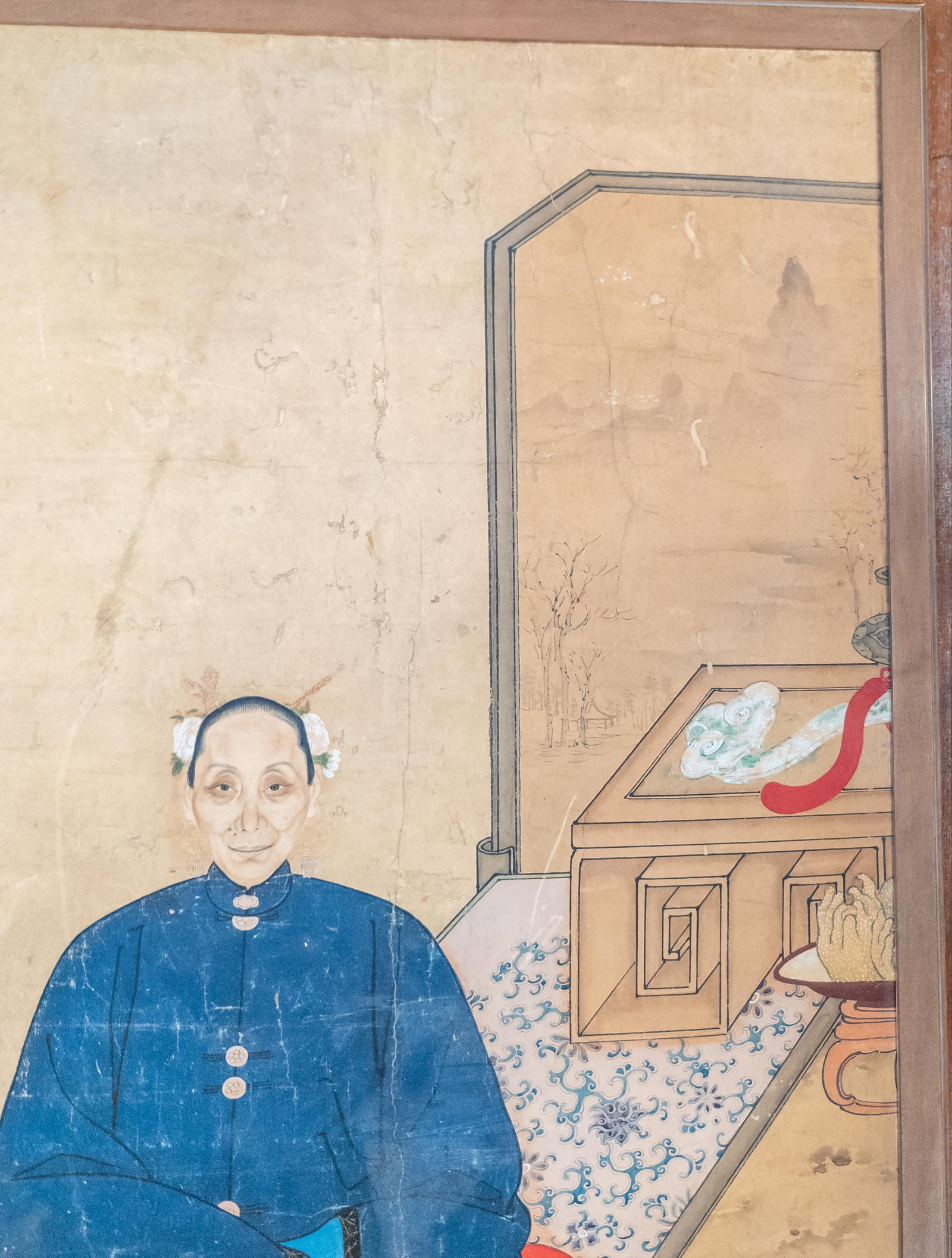 19th Century Large Chinese Ancestor Portrait Painting on Paper - 4