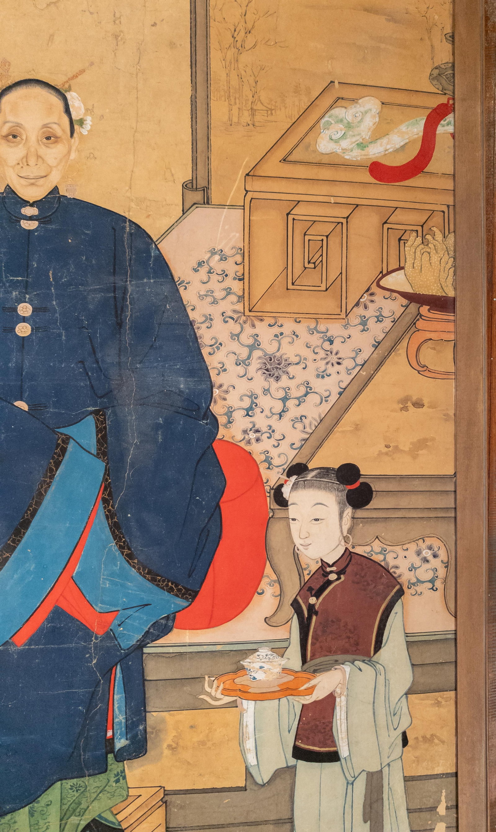 19th Century Large Chinese Ancestor Portrait Painting on Paper - 5