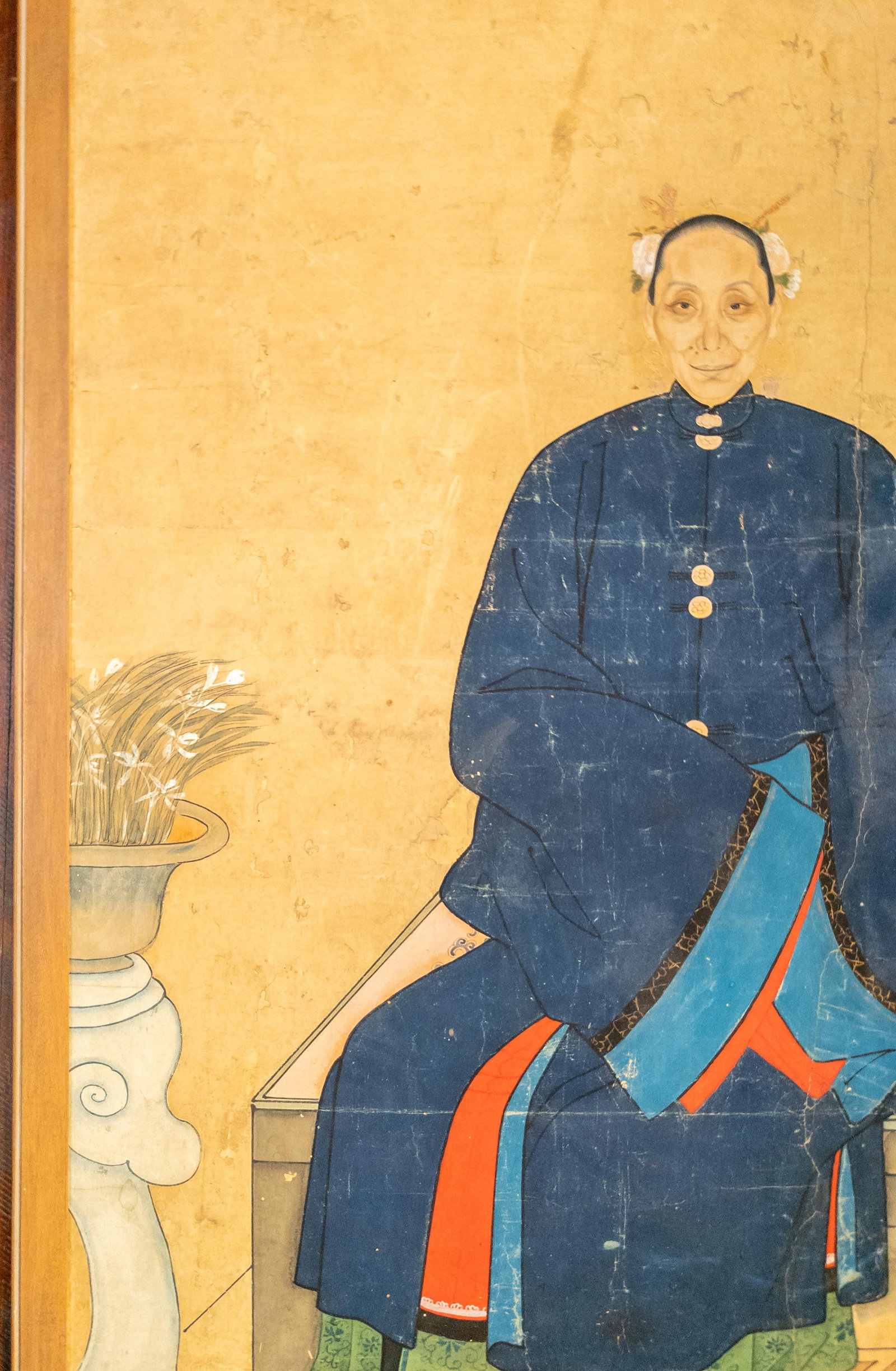 19th Century Large Chinese Ancestor Portrait Painting on Paper - 6