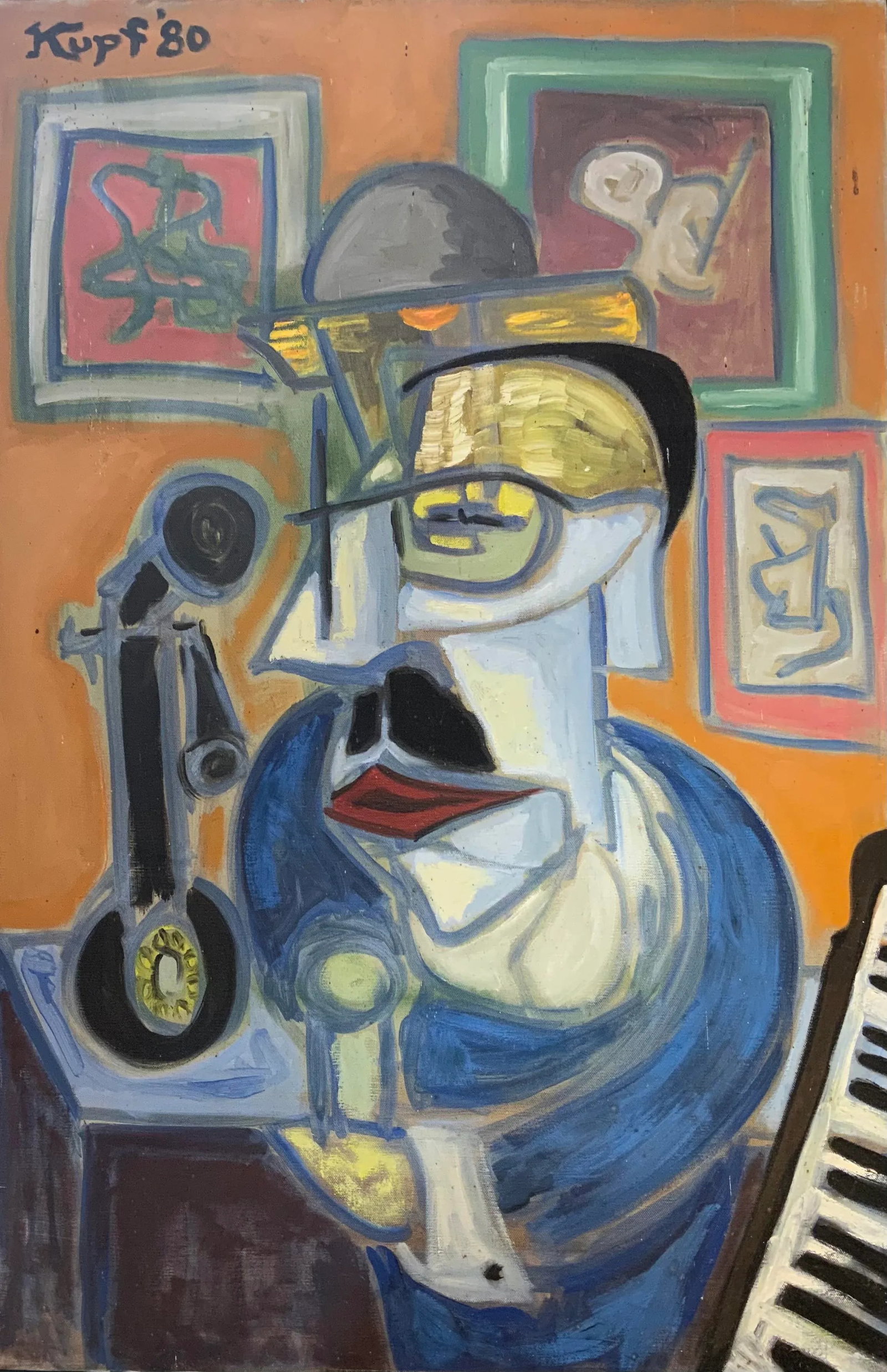 1980 Vintage Abstract Portrait by Meyer Kupferman - 2