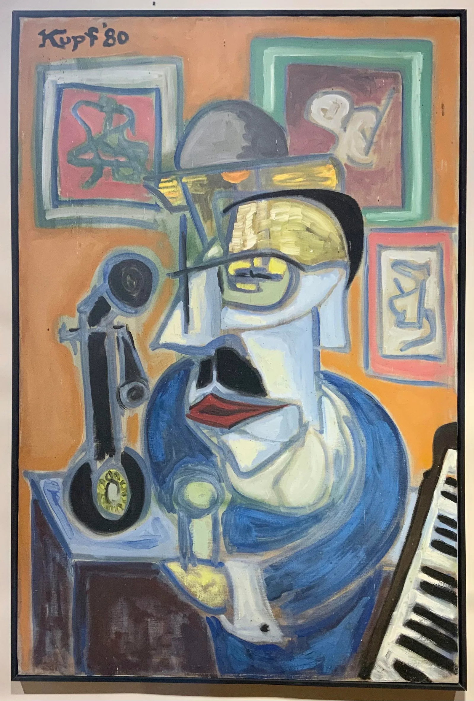 1980 Vintage Abstract Portrait by Meyer Kupferman - 4