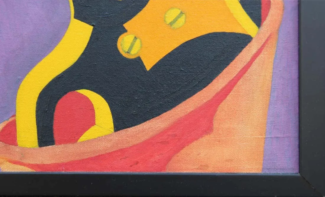 1980s "The Blackhand" Abstract Modern Pop Art Portrait Painting by Robert Sandman, Framed - 5