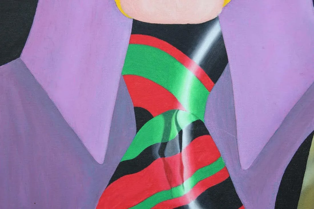 1980s "The Blackhand" Abstract Modern Pop Art Portrait Painting by Robert Sandman, Framed - 6