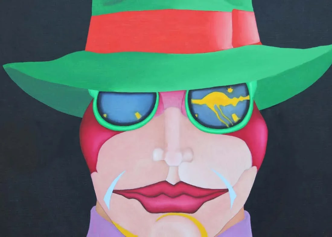 1980s "The Blackhand" Abstract Modern Pop Art Portrait Painting by Robert Sandman, Framed - 7